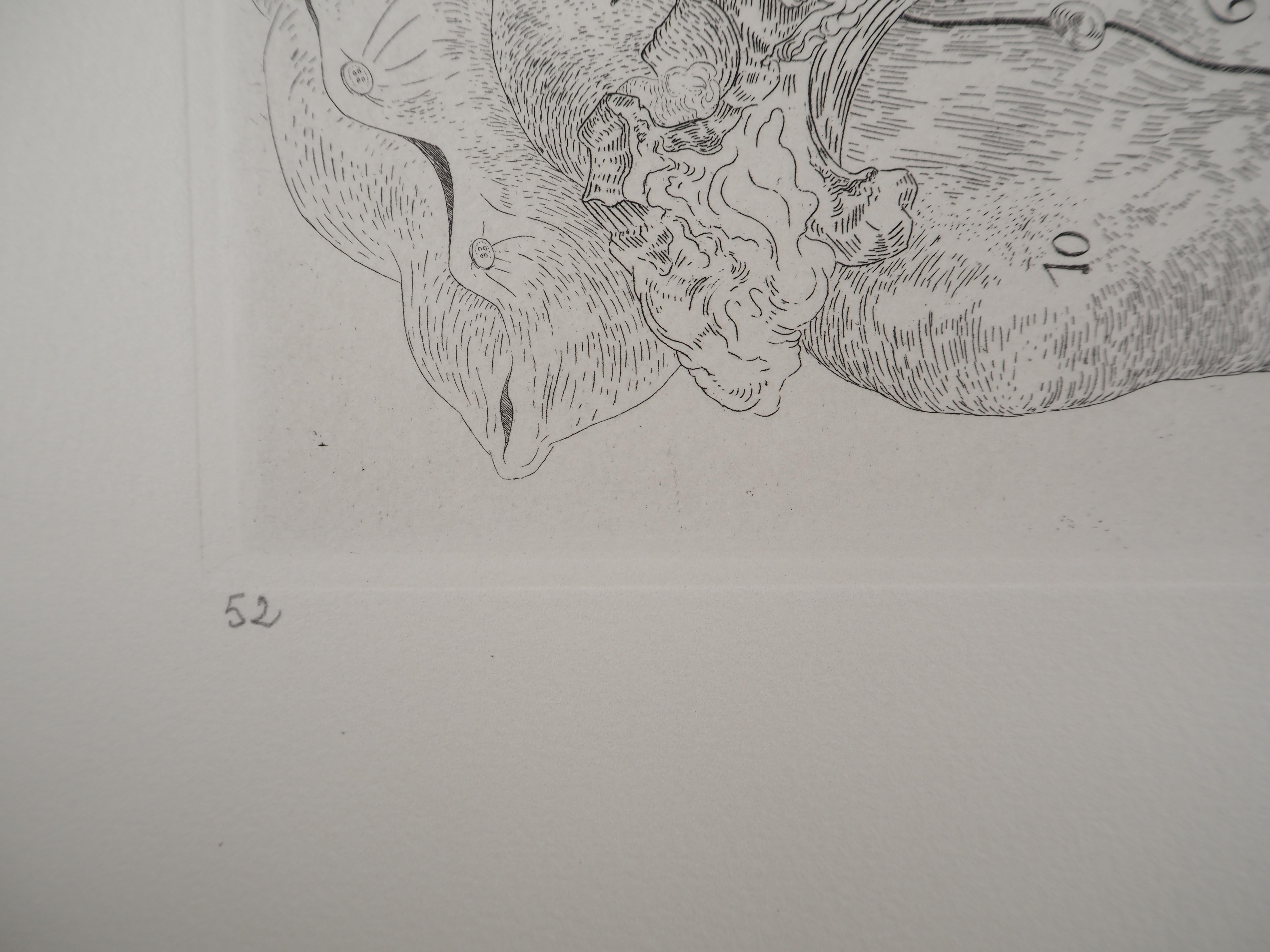 Maldoror : Molt Clock, Time Sleeping - Original etching, HANDSIGNED For Sale 4