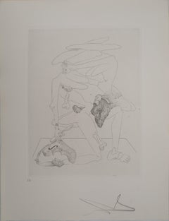 Maldoror : Surrealist Fight - Original etching, HANDSIGNED (Field #34-2)