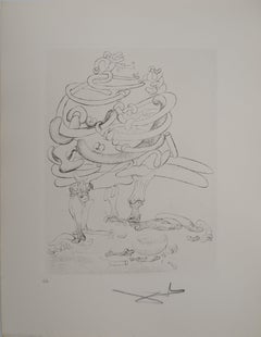 Maldoror : Skeleton surréaliste, gravure originale, signée à la main, 1975