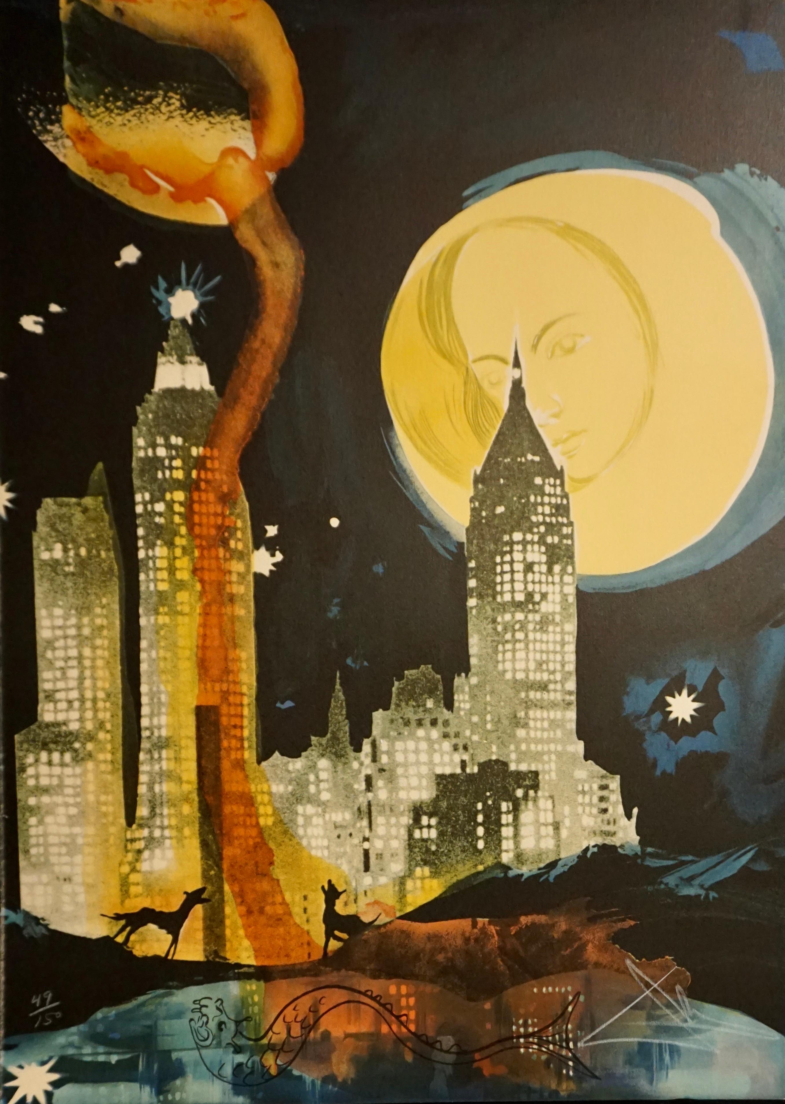Salvador Dalí Print – Skyline von Manhattan 