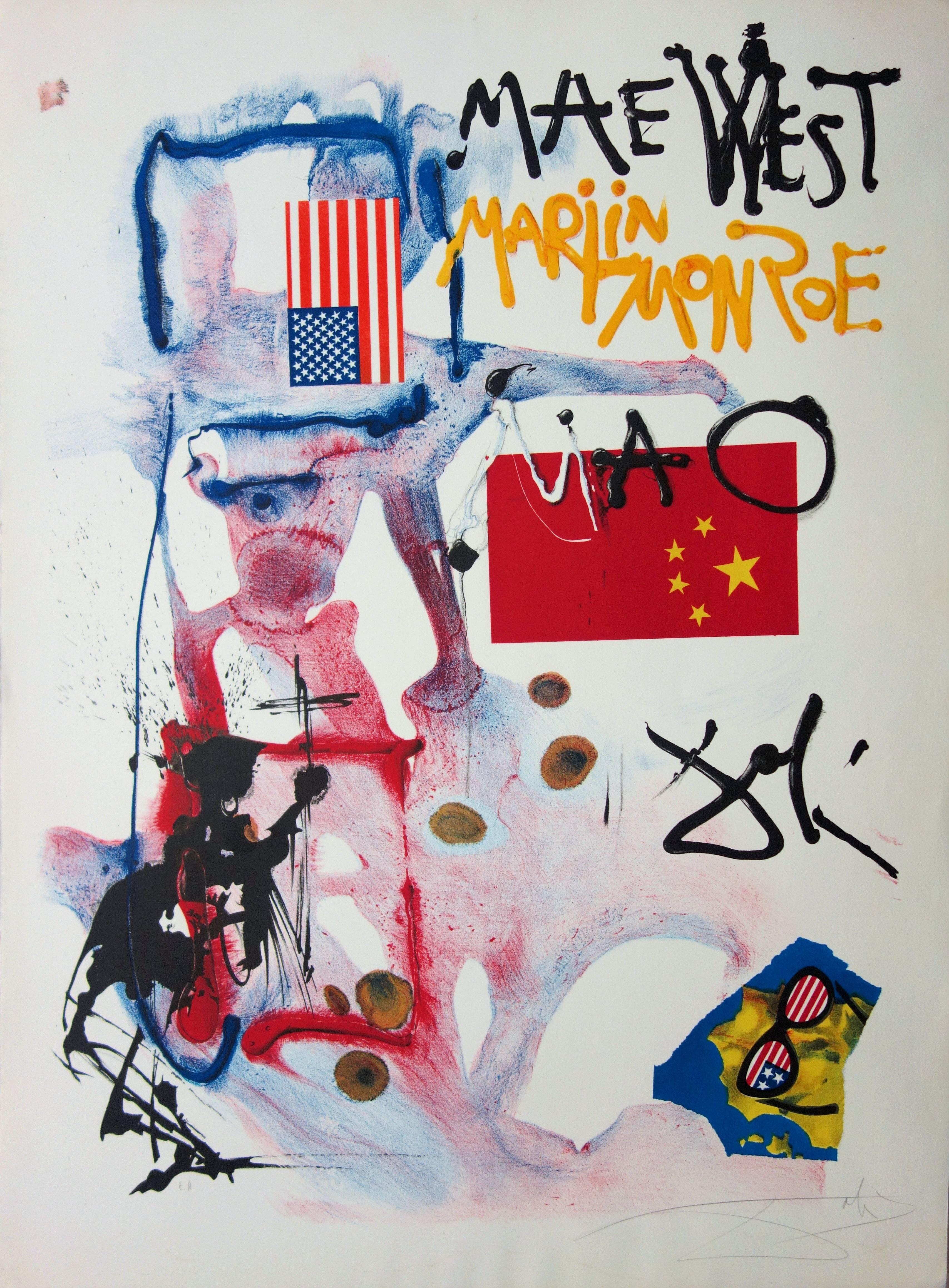 Salvador Dalí Figurative Print - Marilyn Monroe - Original handsigned lithograph - 200 copies