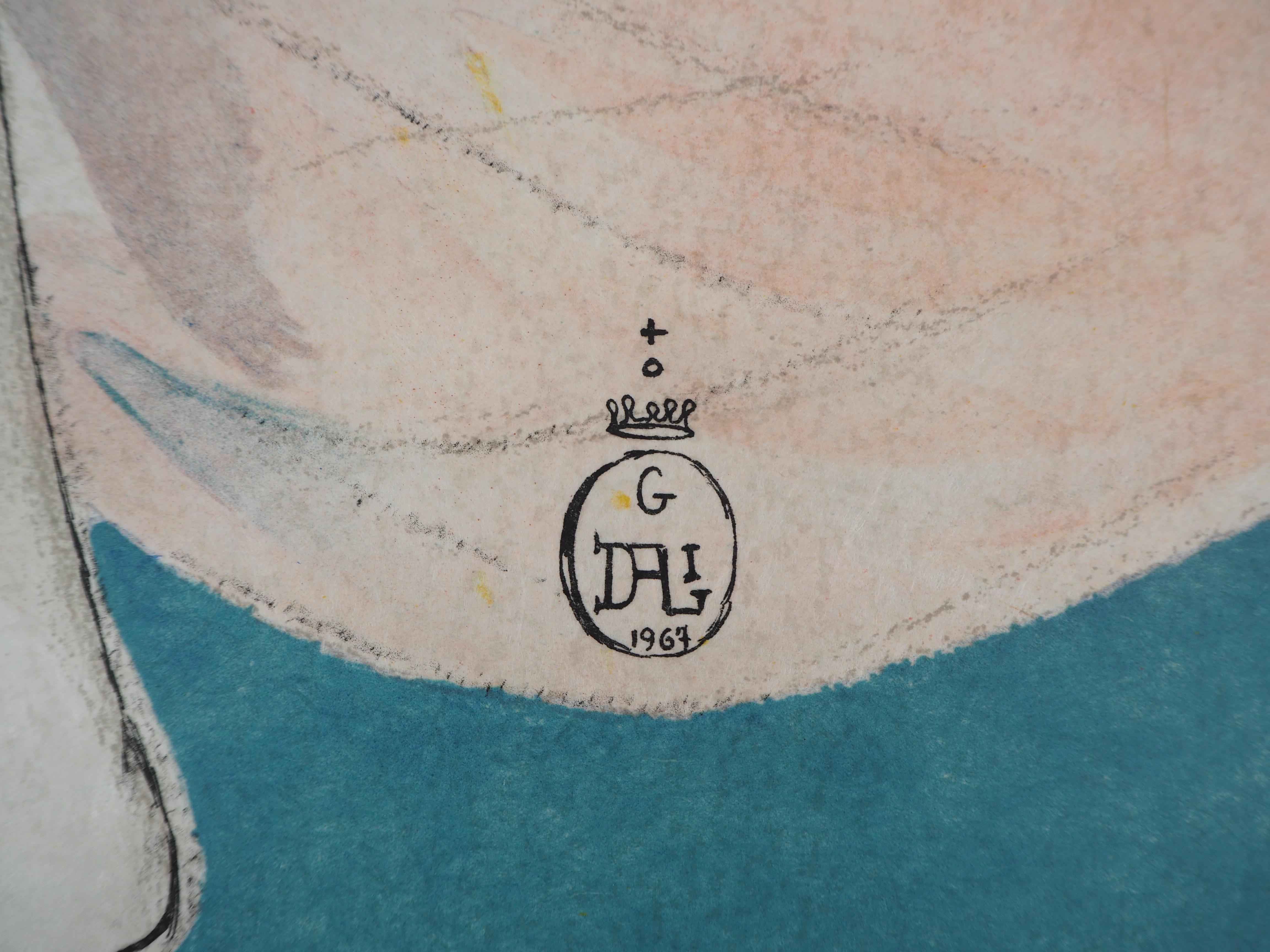 Salvador DALI
Allegorie, Cecils Keuschheit

Steinlithographie in Farbe
Handsigniert mit Bleistift
Eines der 26 Exemplare auf Japanpapier nummeriert /Z
Auf Japanpapier 65 x 50 cm (25 5/8  x 19 5/8 Zoll)

REFERENZEN : 
- Katalog raisonne Feld #69-1