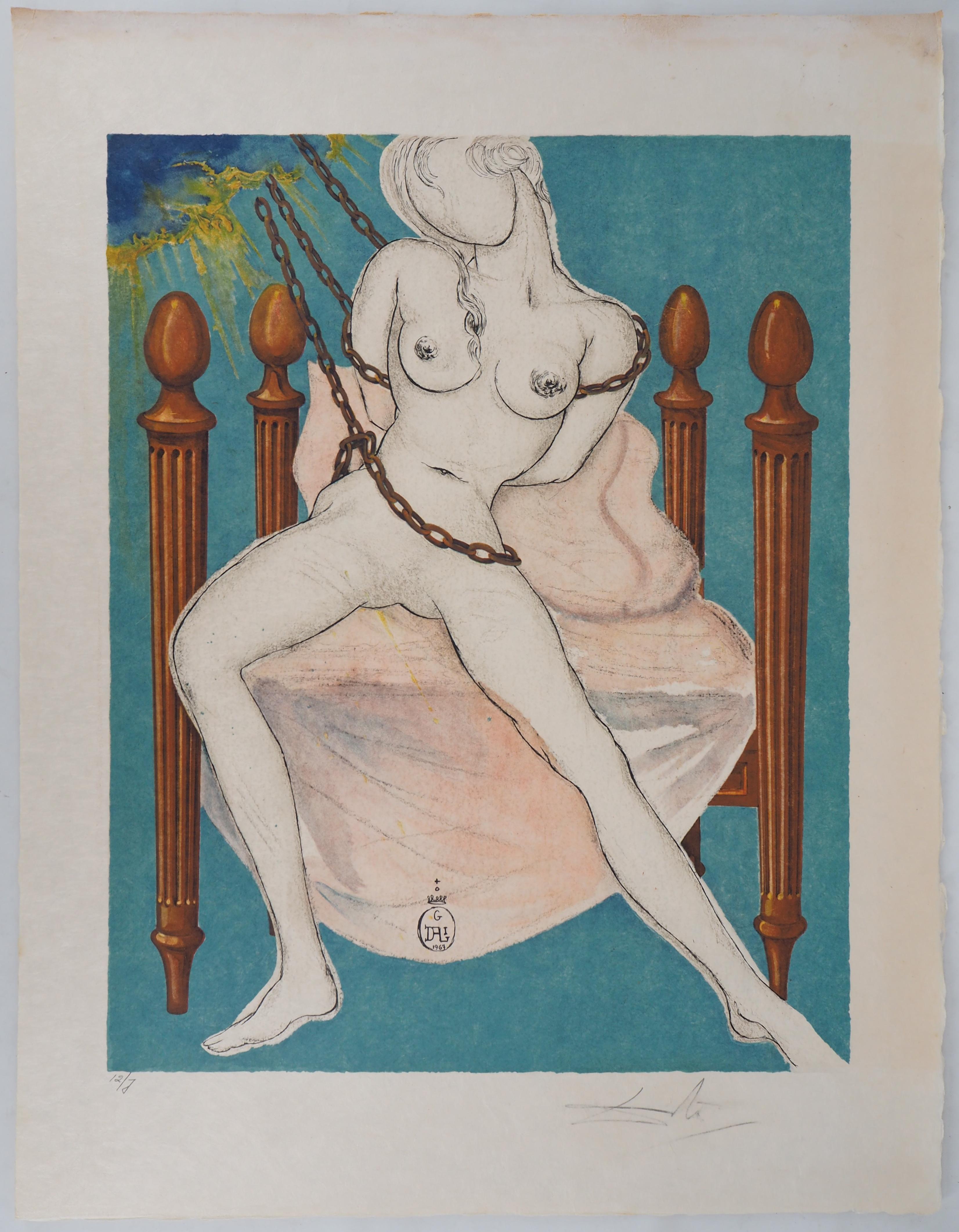 Salvador Dalí Nude Print – Marquis de Sade: Allegorie, Cecile''s Chastity - Handsignierte Lithographie