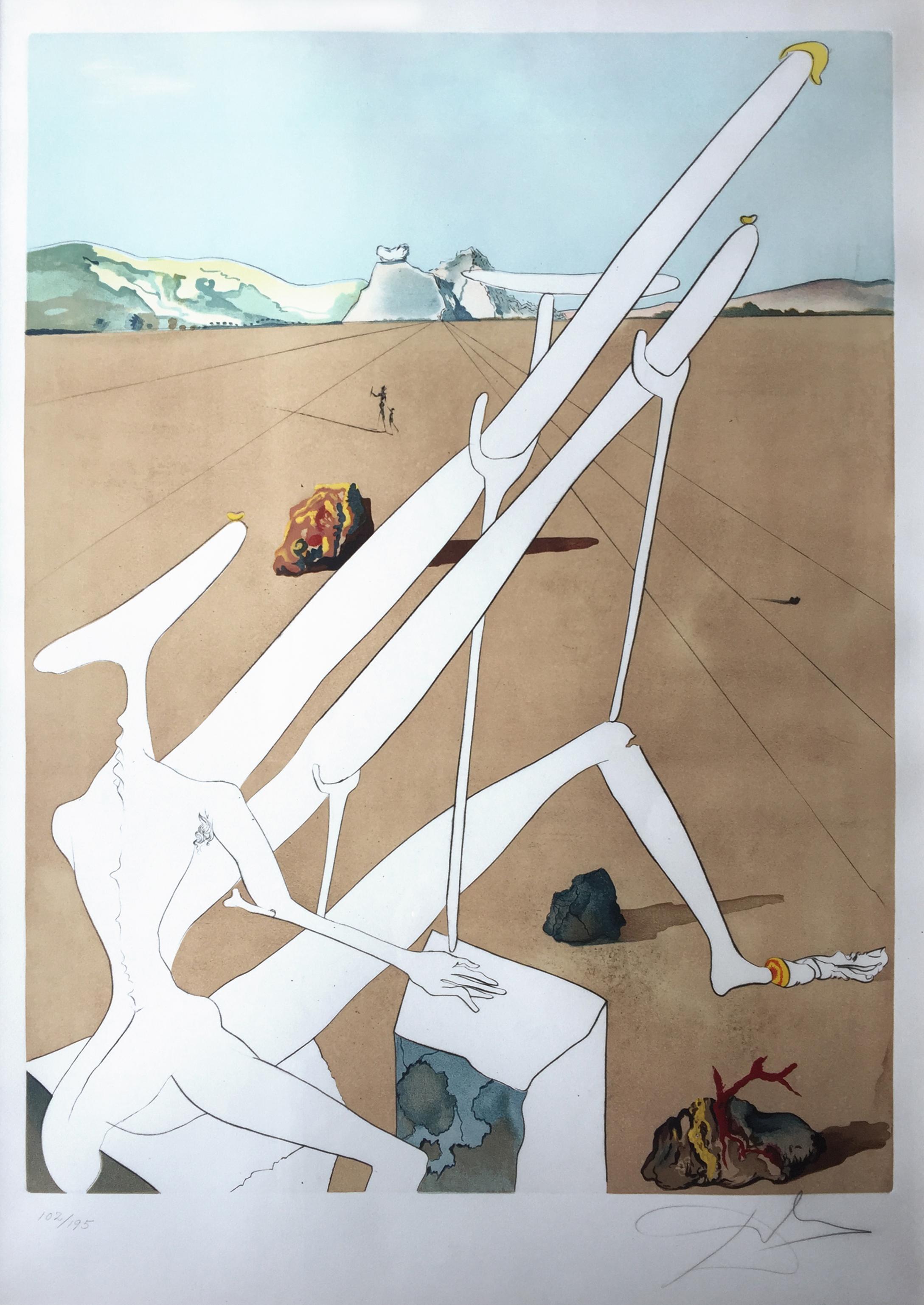 Martian Dali equipped with double holoelectronic microscope - Print by Salvador Dalí