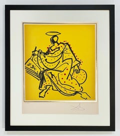 Salvador Dali Surrealist Lithograph, Signed, 1972, Matthew, Geoffrey of Monmouth