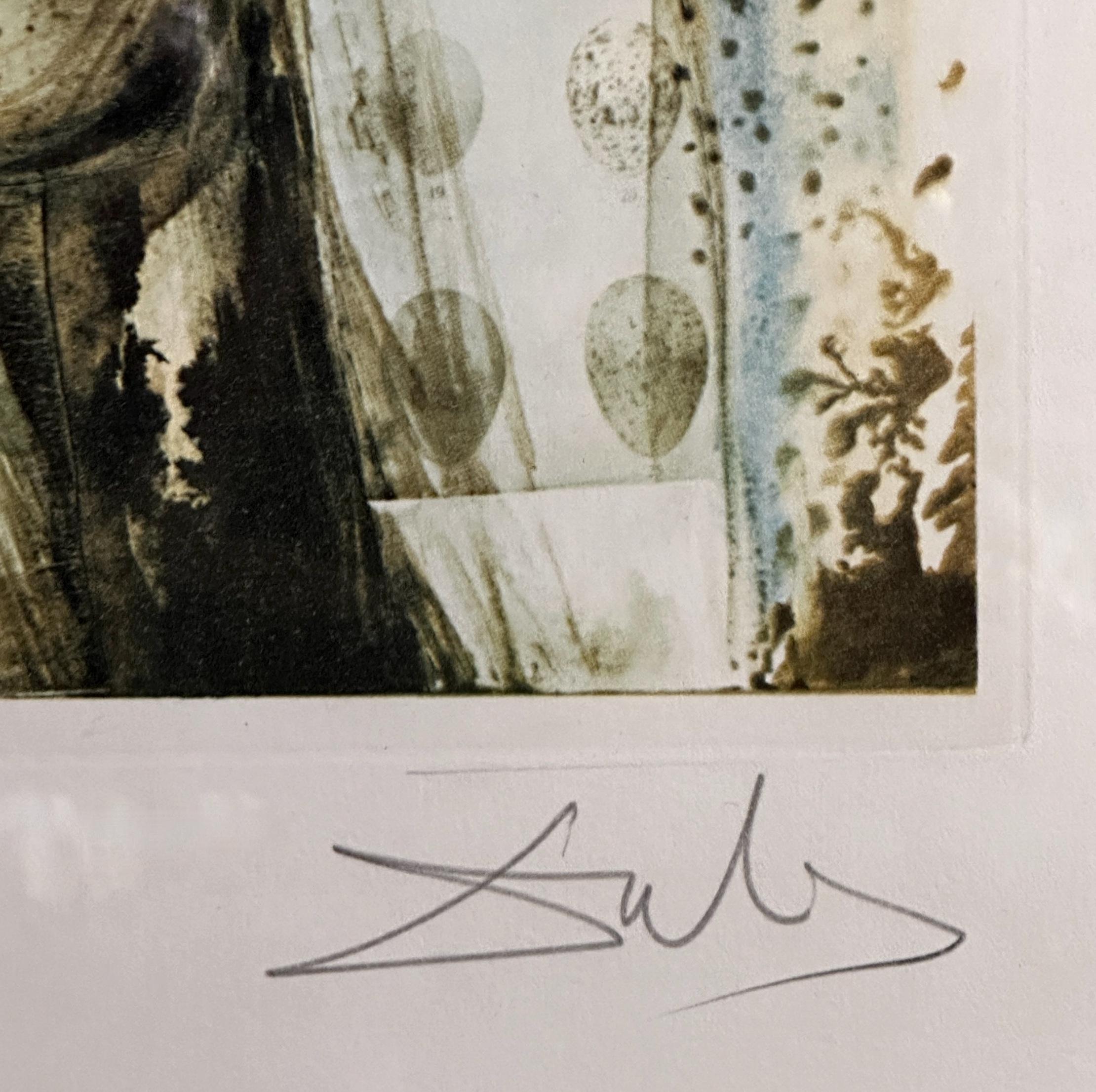 ARTIST: Salvador Dali

TITLE: Memories of Surrealism Surrealist Flower Girl

MEDIUM: Etching

SIGNED: Hand Signed 

PUBLISHER: Transworld Art/ A & E Rich

EDITION NUMBER: EA

MEASUREMENTS: 21.25