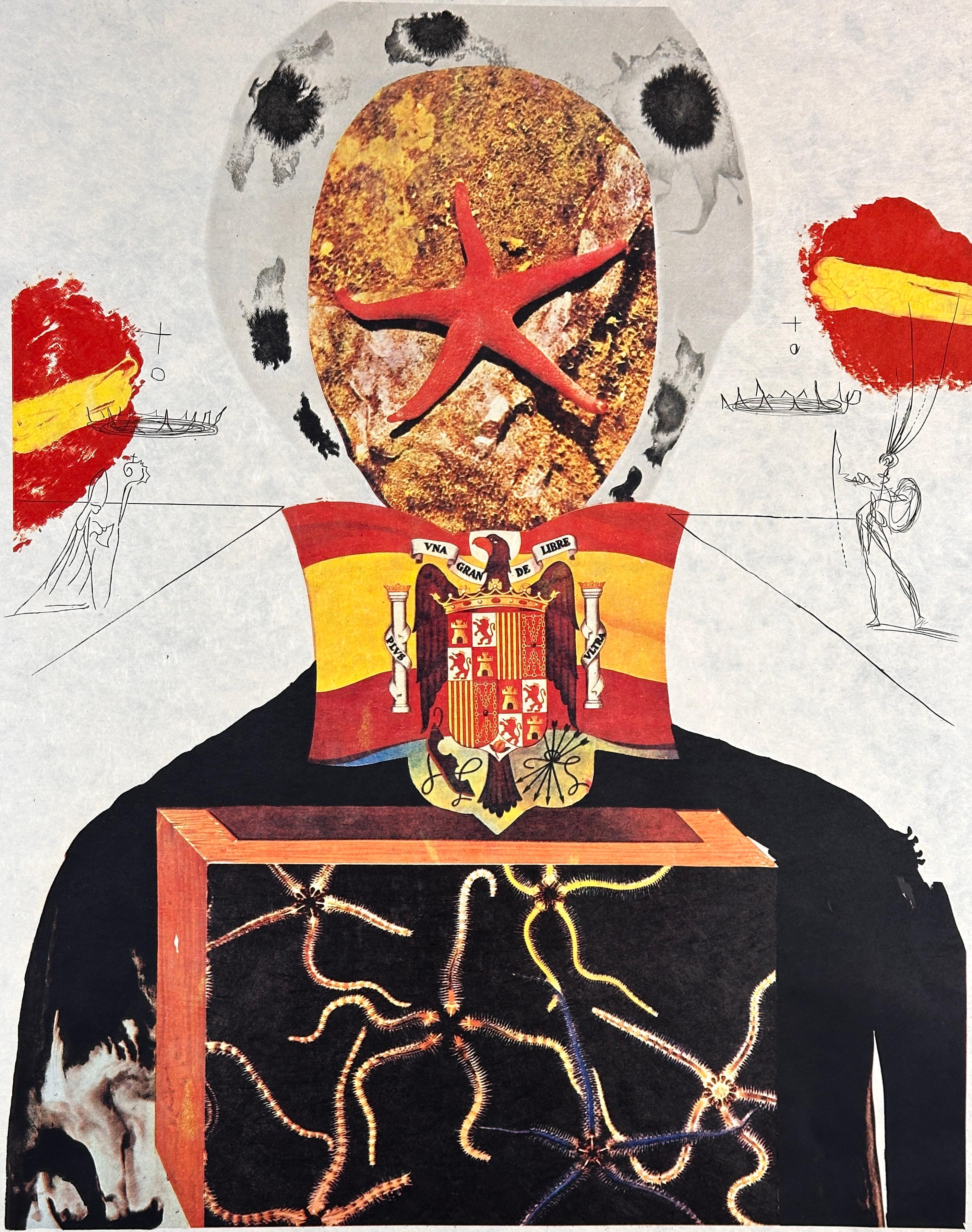 Erinnerungen an den Surrealismus Surrealistischer König – Print von Salvador Dalí