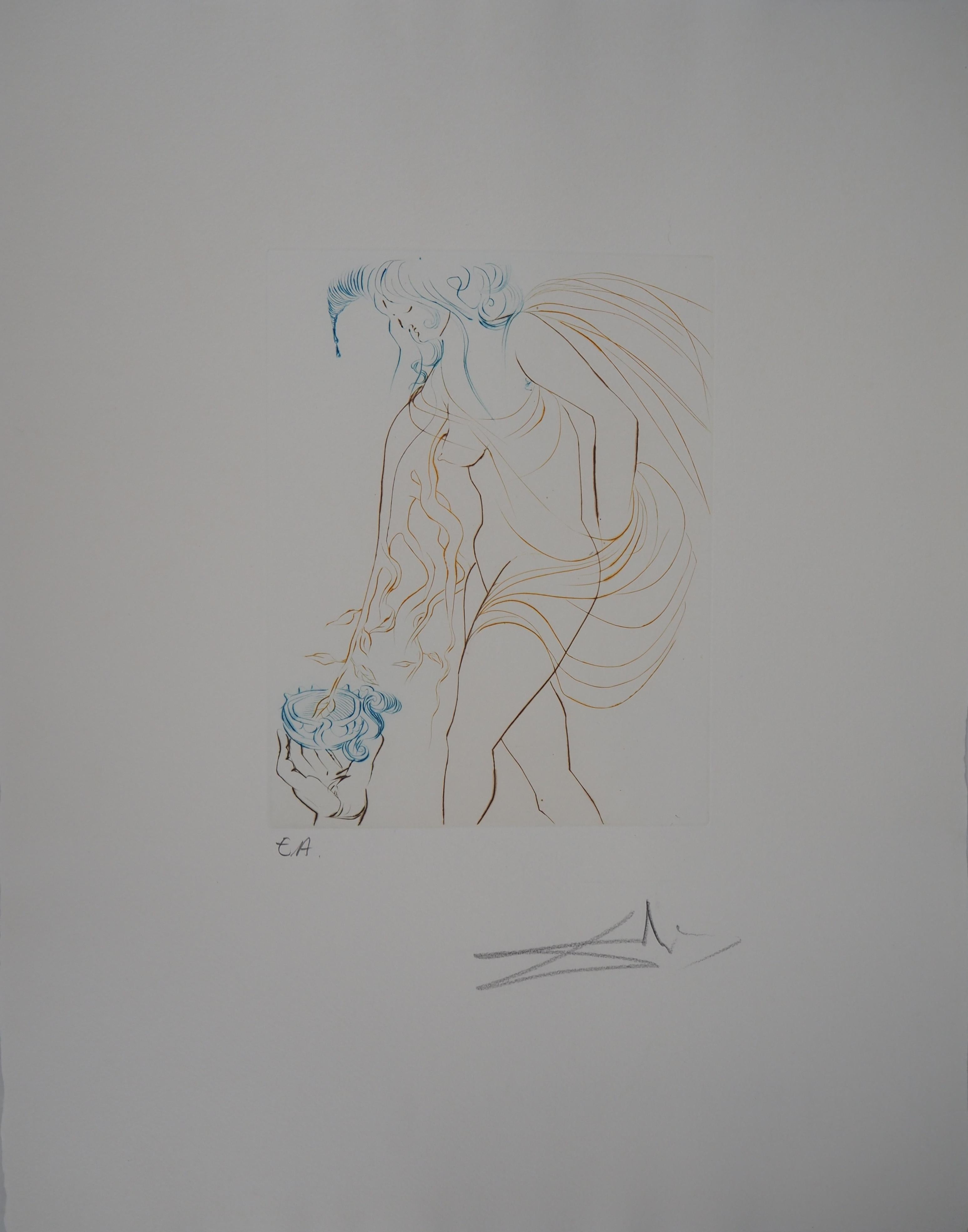 Figurative Print di Salvador Dalí - Milton, Paradiso perduto: La coppa offerta - Acquaforte originale firmata a mano, 1974