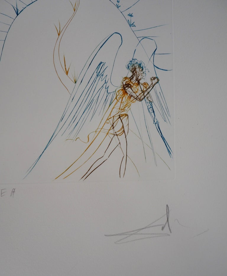 Milton, Lost Paradise : The Flight of Satan - Original Hand Signed Etching, 1974 - Print by Salvador Dalí