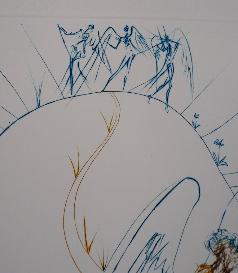 Salvador DALI
The Flight of Satan

Original etching in colour
Hand signed in pencil
Justified EA (Épreuve d’artiste - artist proof)
On Auvergne vellum 58 x 45,5 cm (22.8 x 18 in.)

REFERENCES : 
- Catalog raisonne Field #74-11 G
- Catalog raisonne
