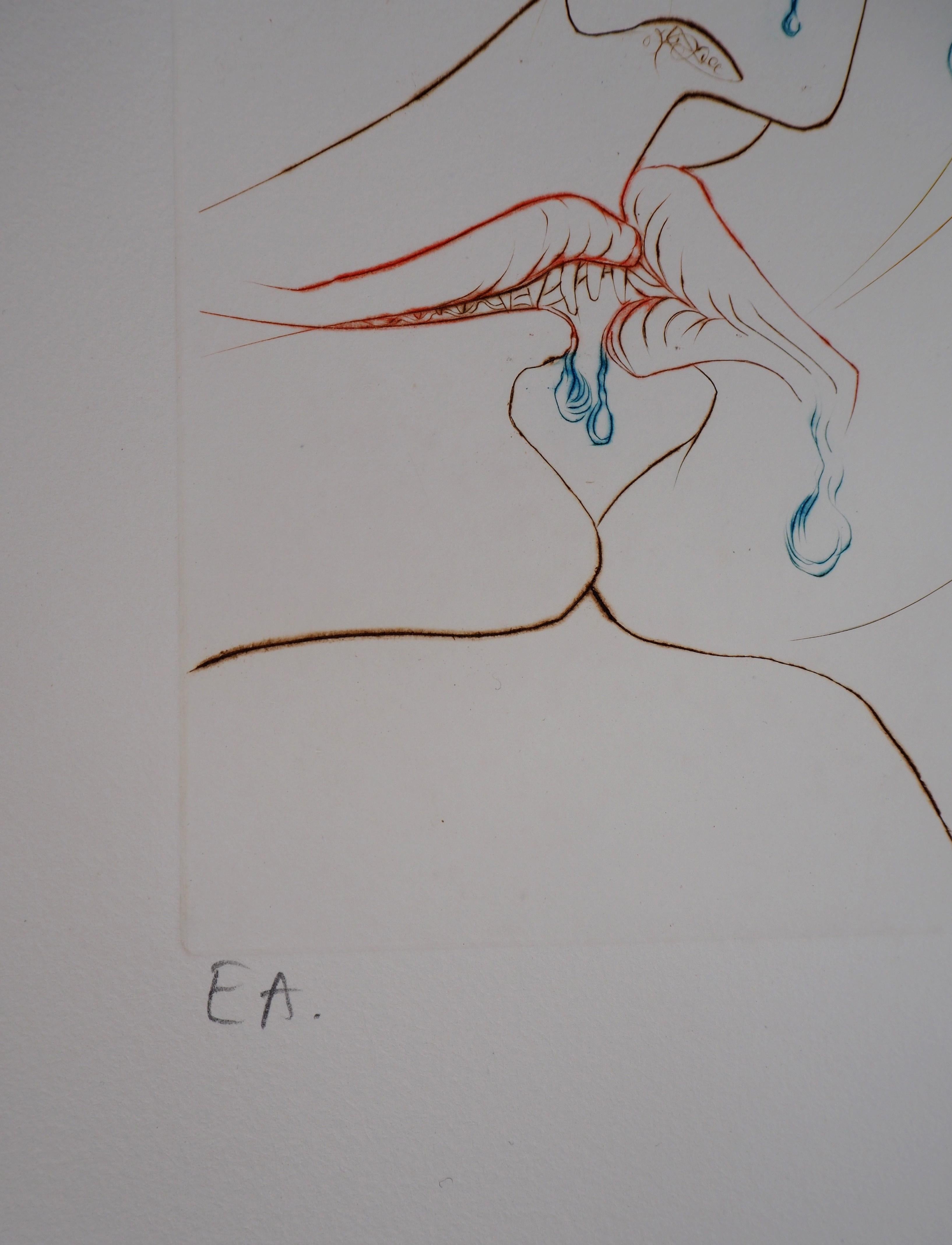 Milton, Lost Paradise : The Kiss - Original Hand Signed Etching, 1974 - Surrealist Print by Salvador Dalí