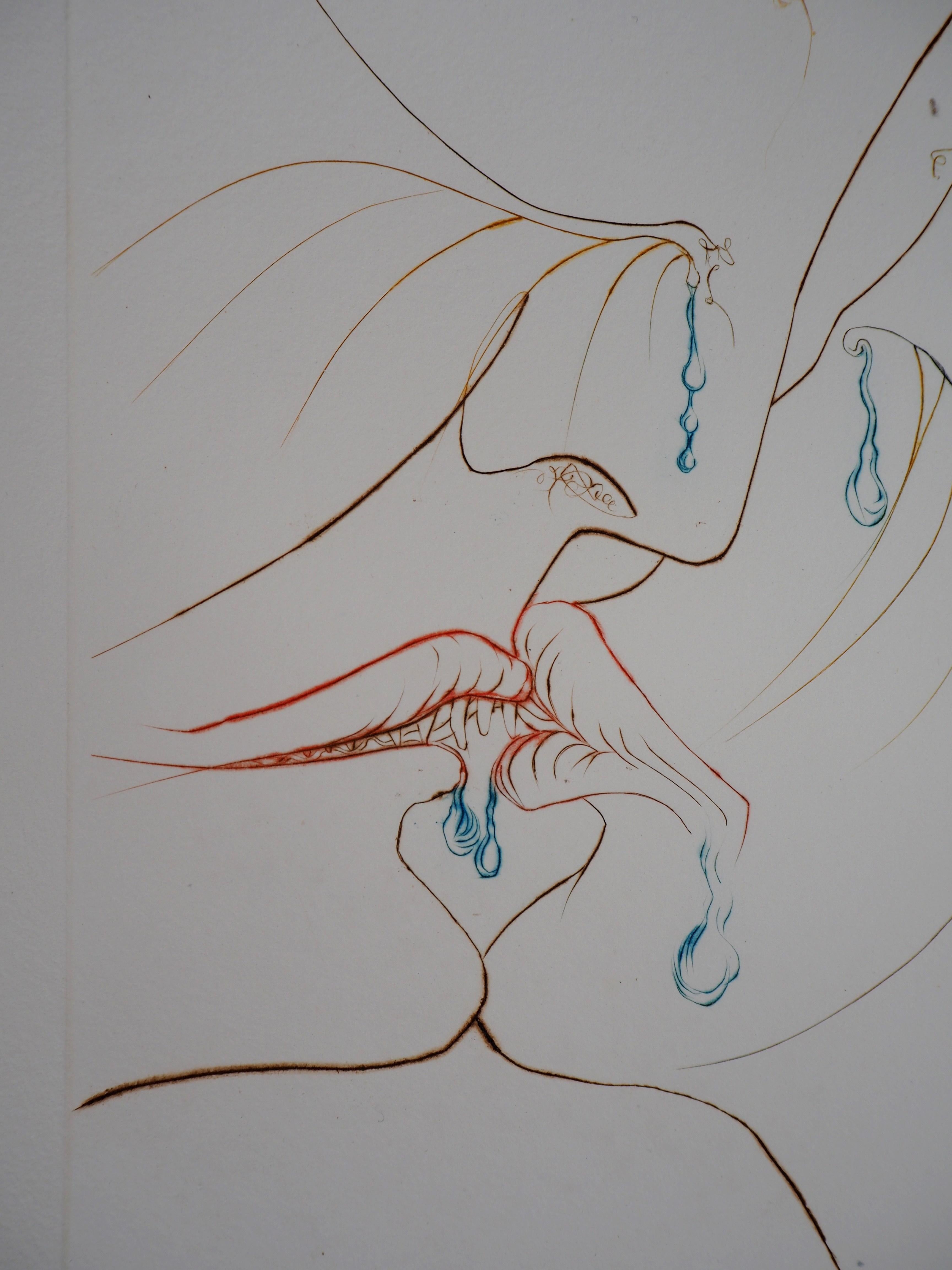 Milton, Lost Paradise : The Kiss - Original Hand Signed Etching, 1974 - Gray Figurative Print by Salvador Dalí