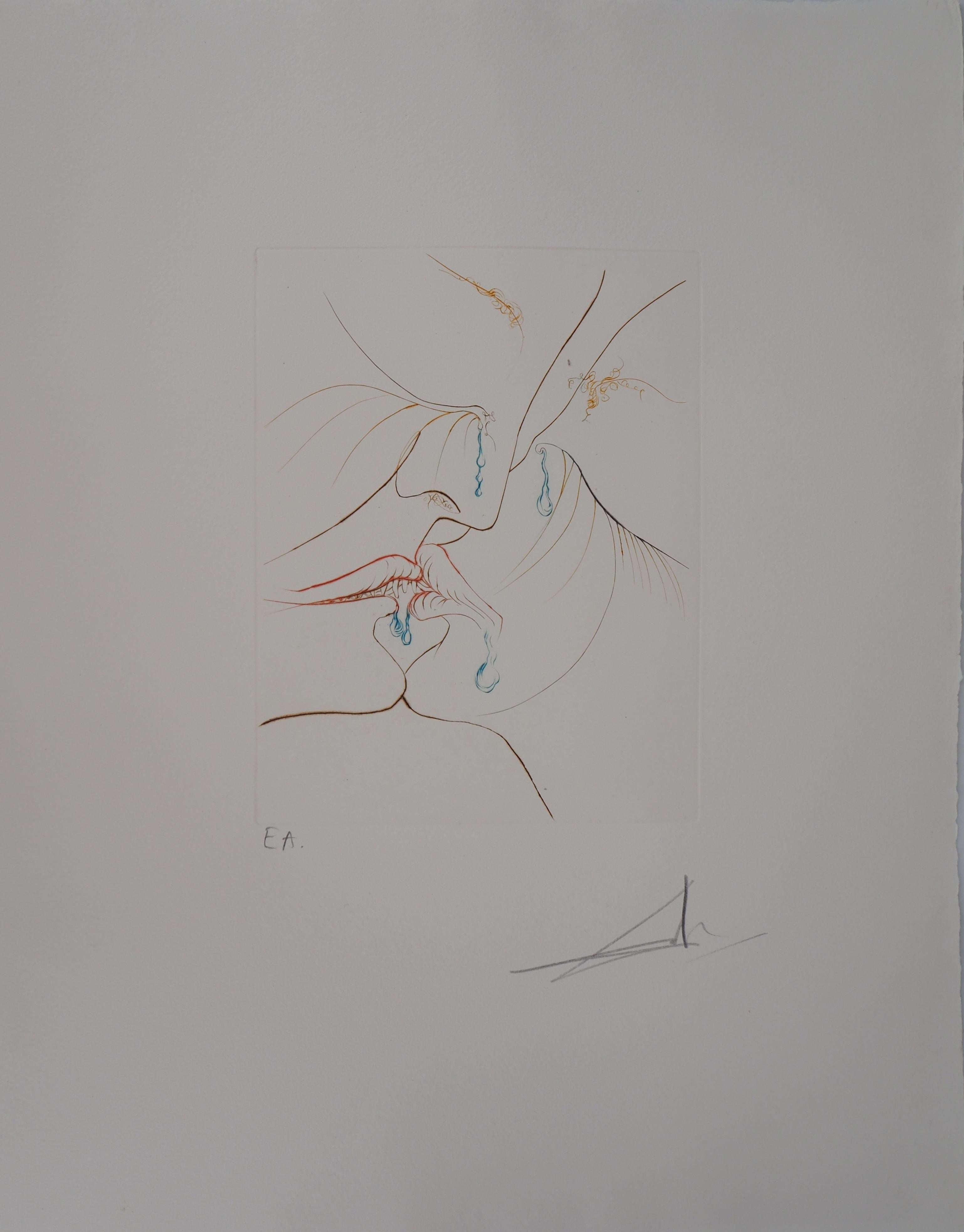 Salvador Dalí Figurative Print - Milton, Lost Paradise : The Kiss - Original Hand Signed Etching, 1974