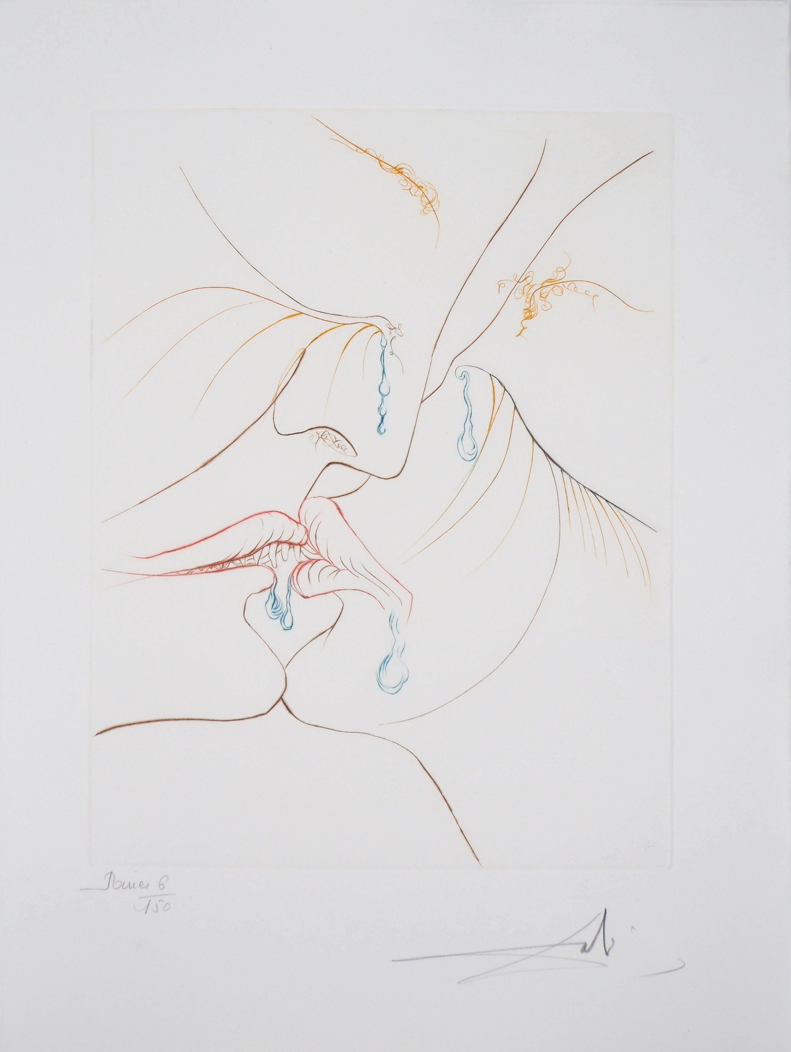 Salvador Dalí Figurative Print - Milton, Lost Paradise : The Kiss - Original Handsigned Etching 