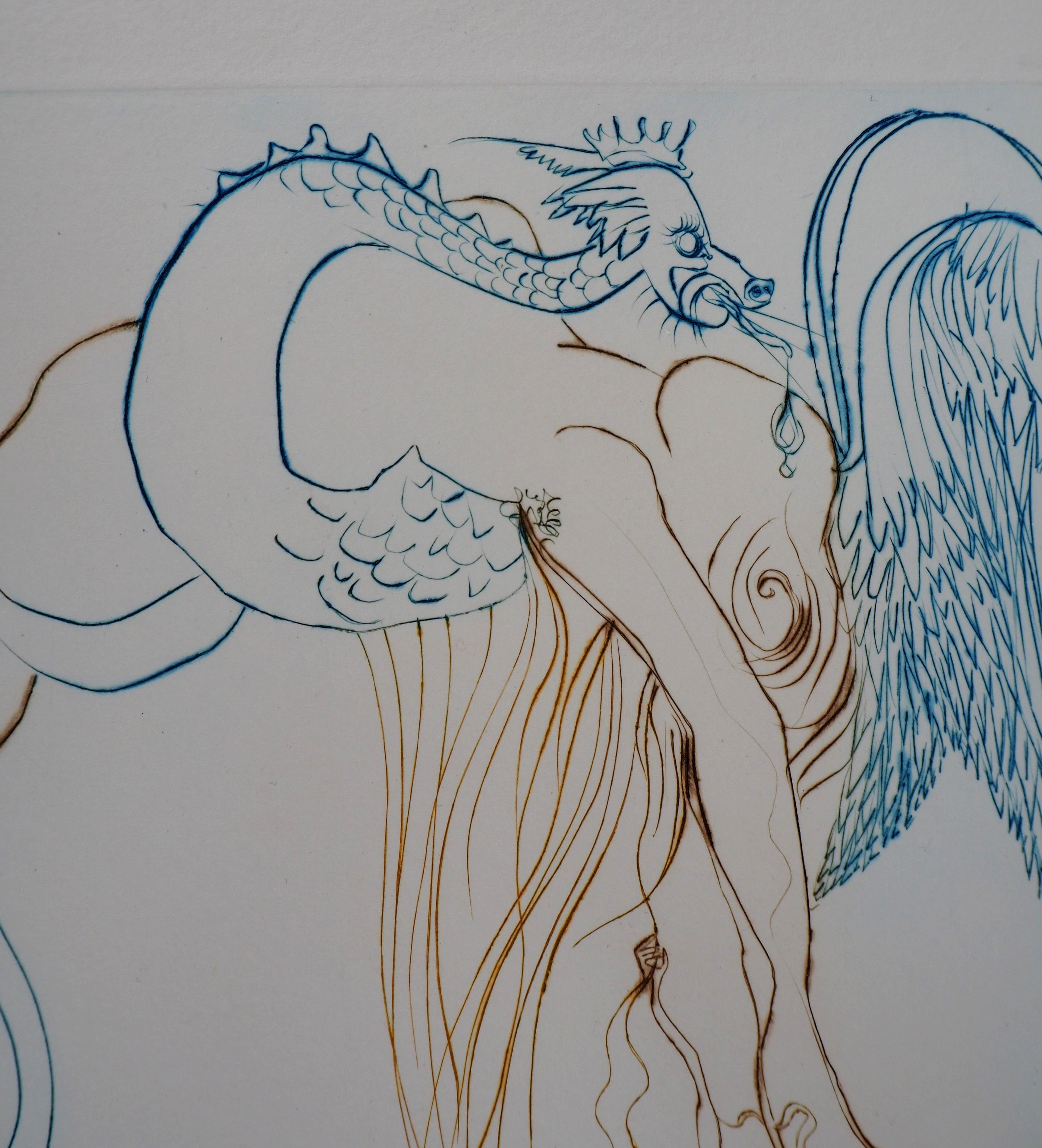 Milton, Lost Paradise : The Temptation - Original Hand Signed Etching, 1974 - Surrealist Print by Salvador Dalí