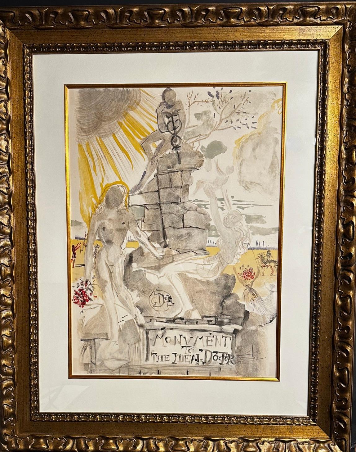 Monument To The Ideal Doctor - Brown Figurative Print by Salvador Dalí