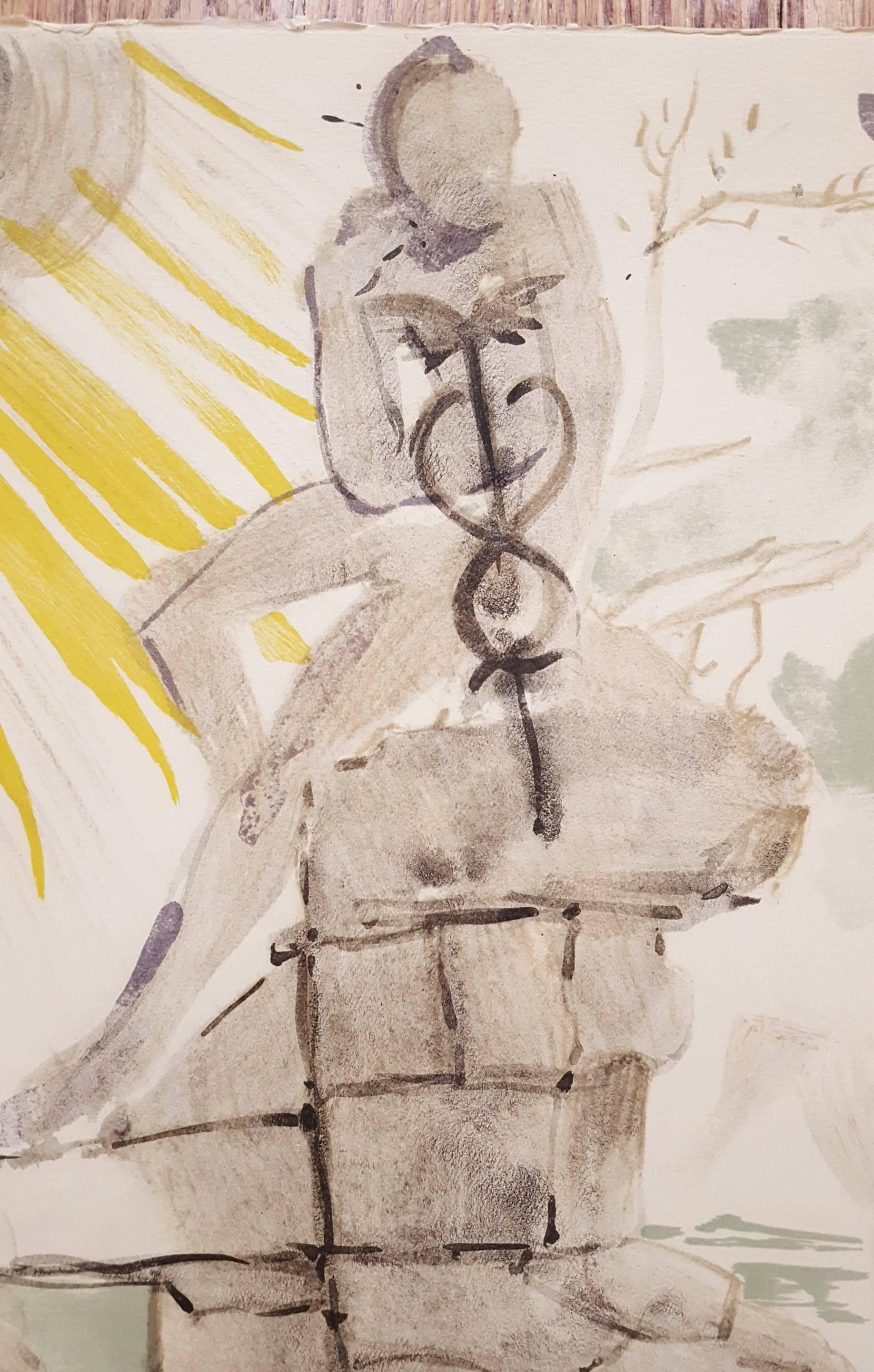 An original signed lithograph from an original gouache on unbranded heavy wove paper by Spanish artist Salvador Dali (1904-1989) titled 
