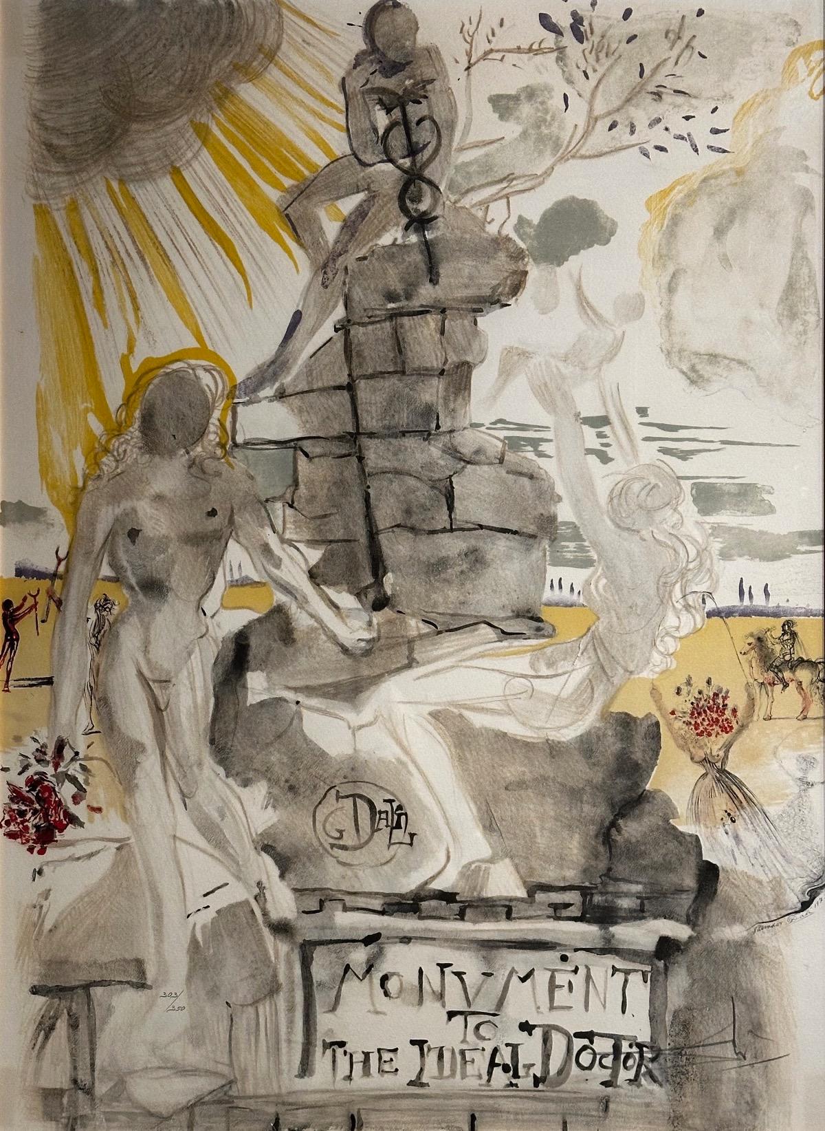 Salvador Dalí Figurative Print - Monument To The Ideal Doctor