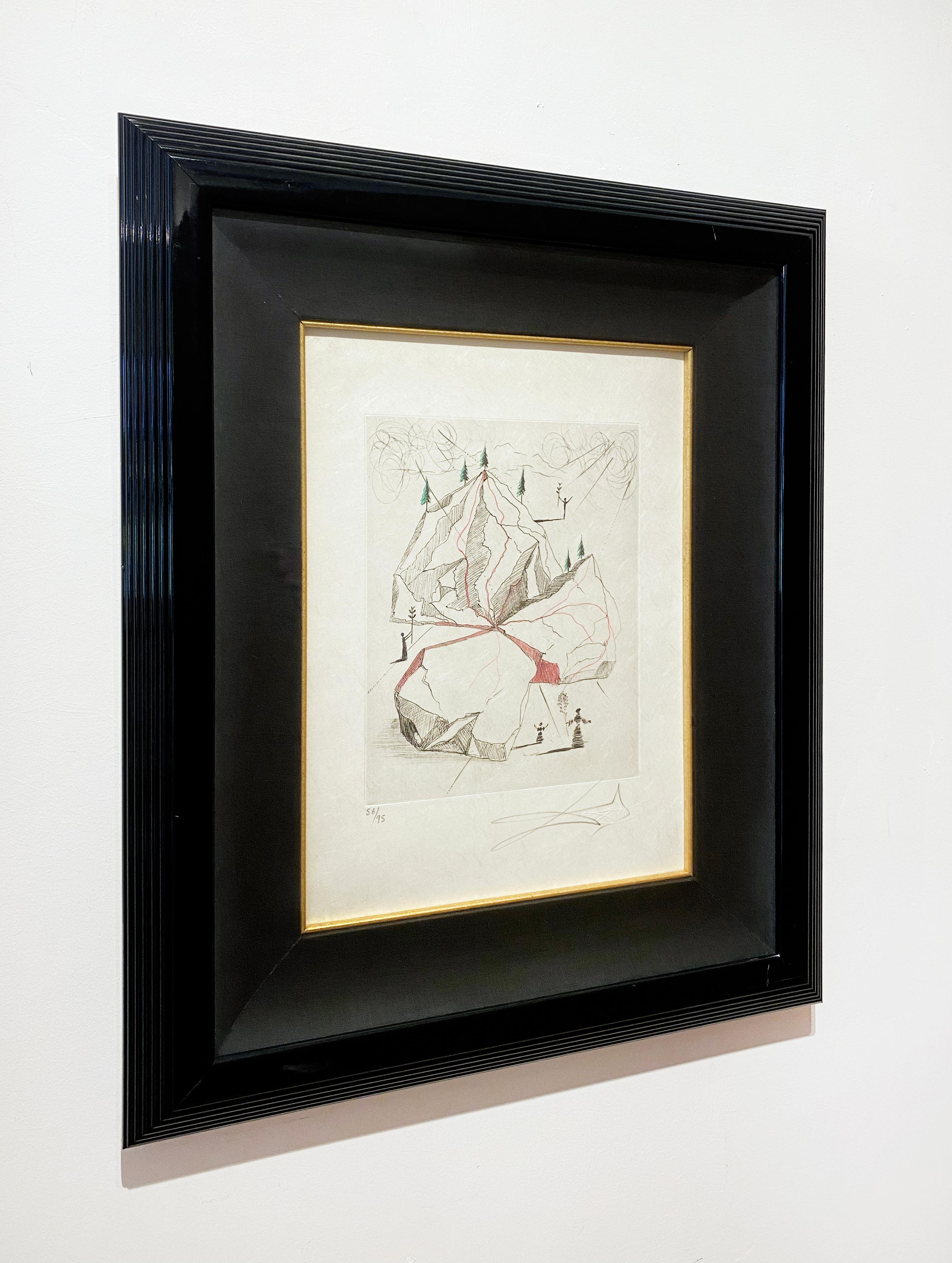 Artist:  Dali, Salvador
Title:  Mountain of Peace
Series:  Poems de Mao-Tse-Tung
Medium:  Etching on  Japon Paper
Framed Dimensions:  22
