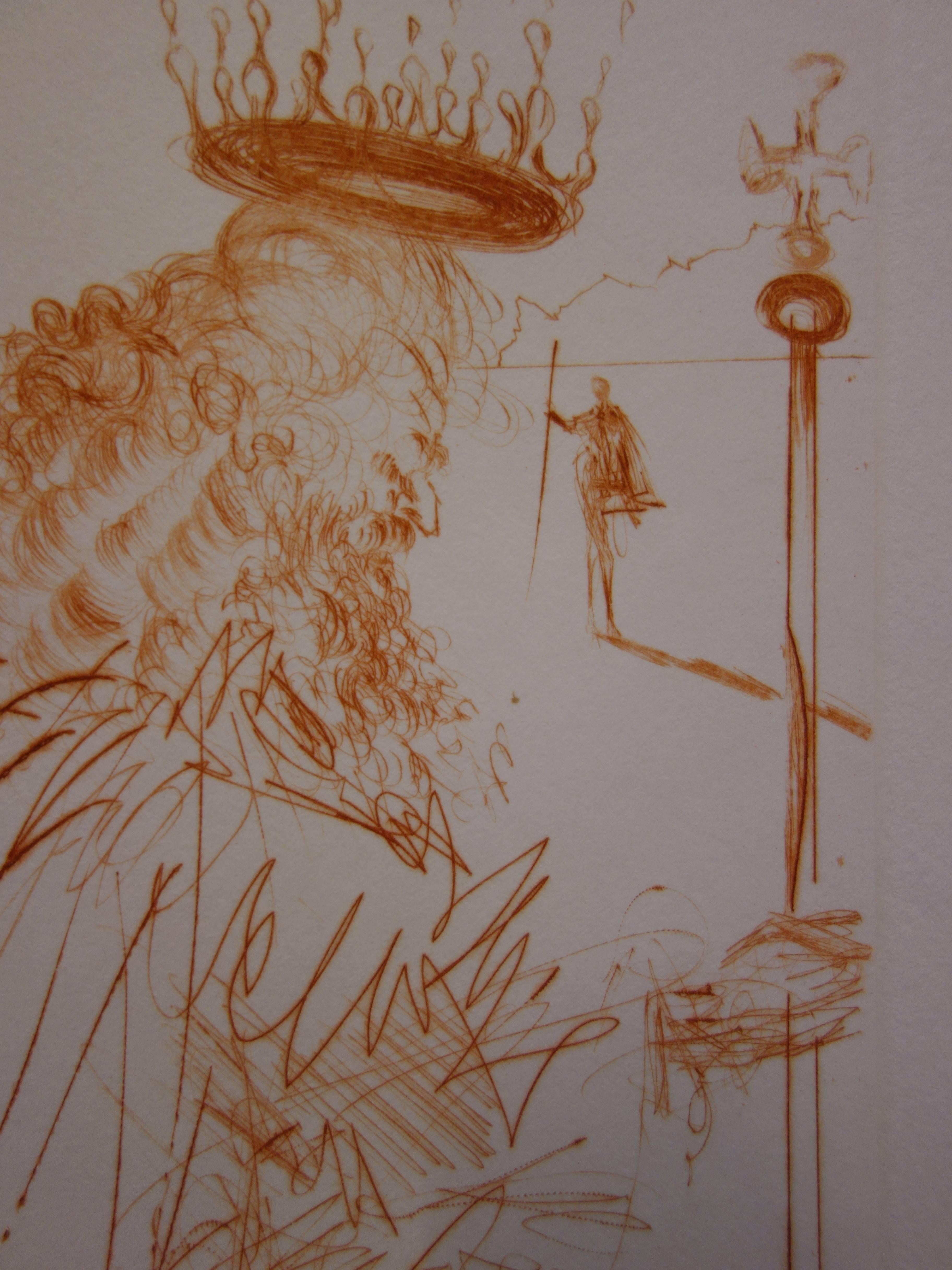 Salvador DALI
Much Ado About Shakespeare : King Lear, 1968

Original etching in sanguine
Handsigned
Justified EA /18
On Rives vellum 38 x 28 cm (c. 15 x 11 inch)

REFERENCES : 
- Catalog raisonne Field #68-7 O
- Catalog raisonne Michler and