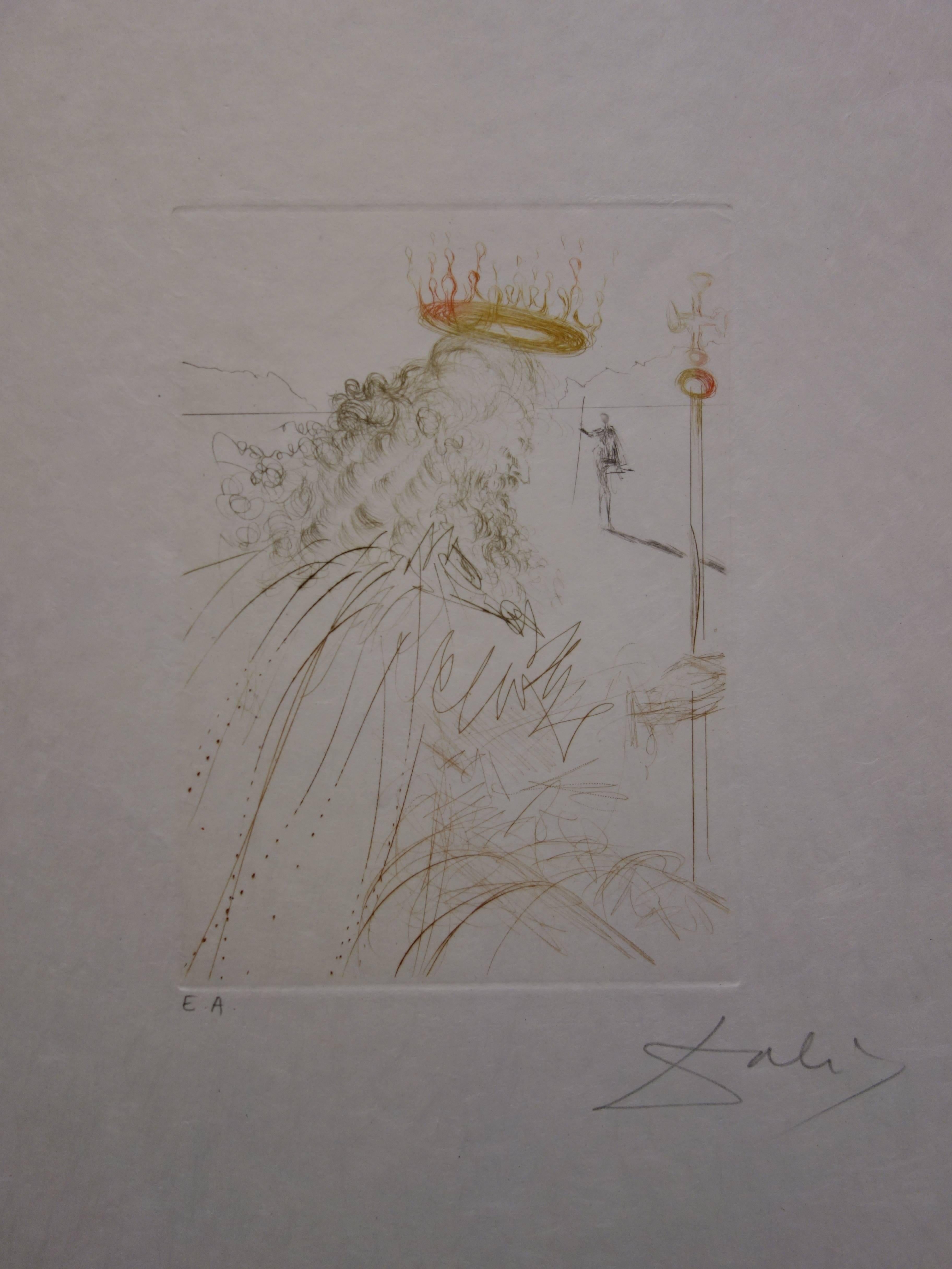 Salvador Dalí Figurative Print - Much Ado About Shakespeare : King Lear - Original  Signed Etching