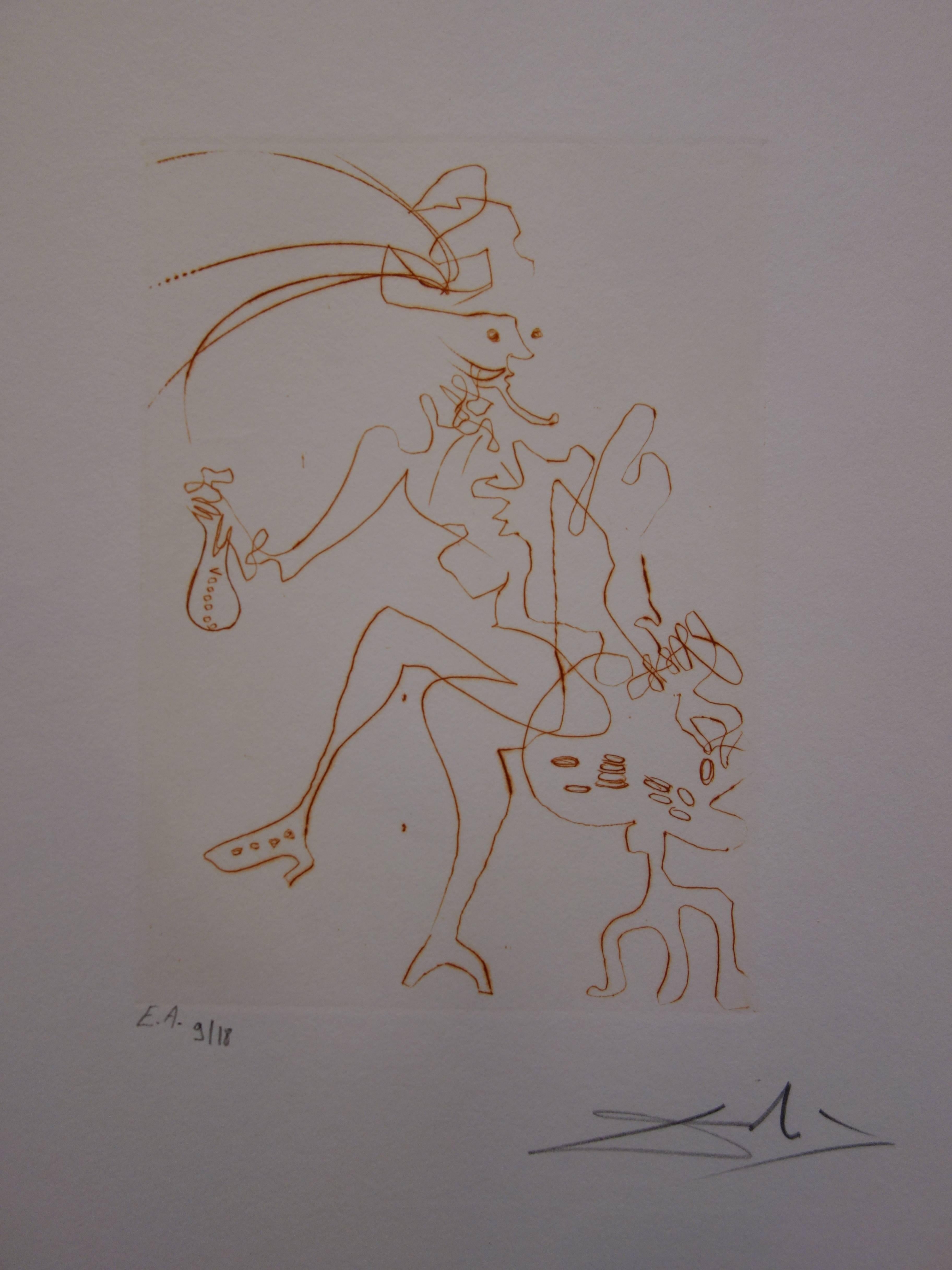 Salvador Dalí Figurative Print - Much Ado About Shakespeare : Merchant of Venice - Original  Signed Etching