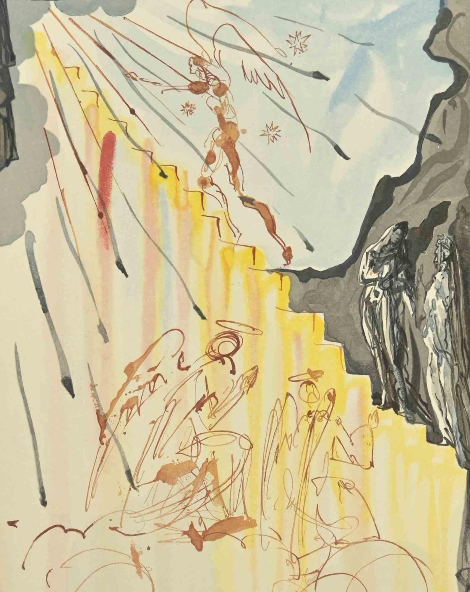 Escalera mística - La Divina Comedia - Xilografía  - 1963 - Print de Salvador Dalí
