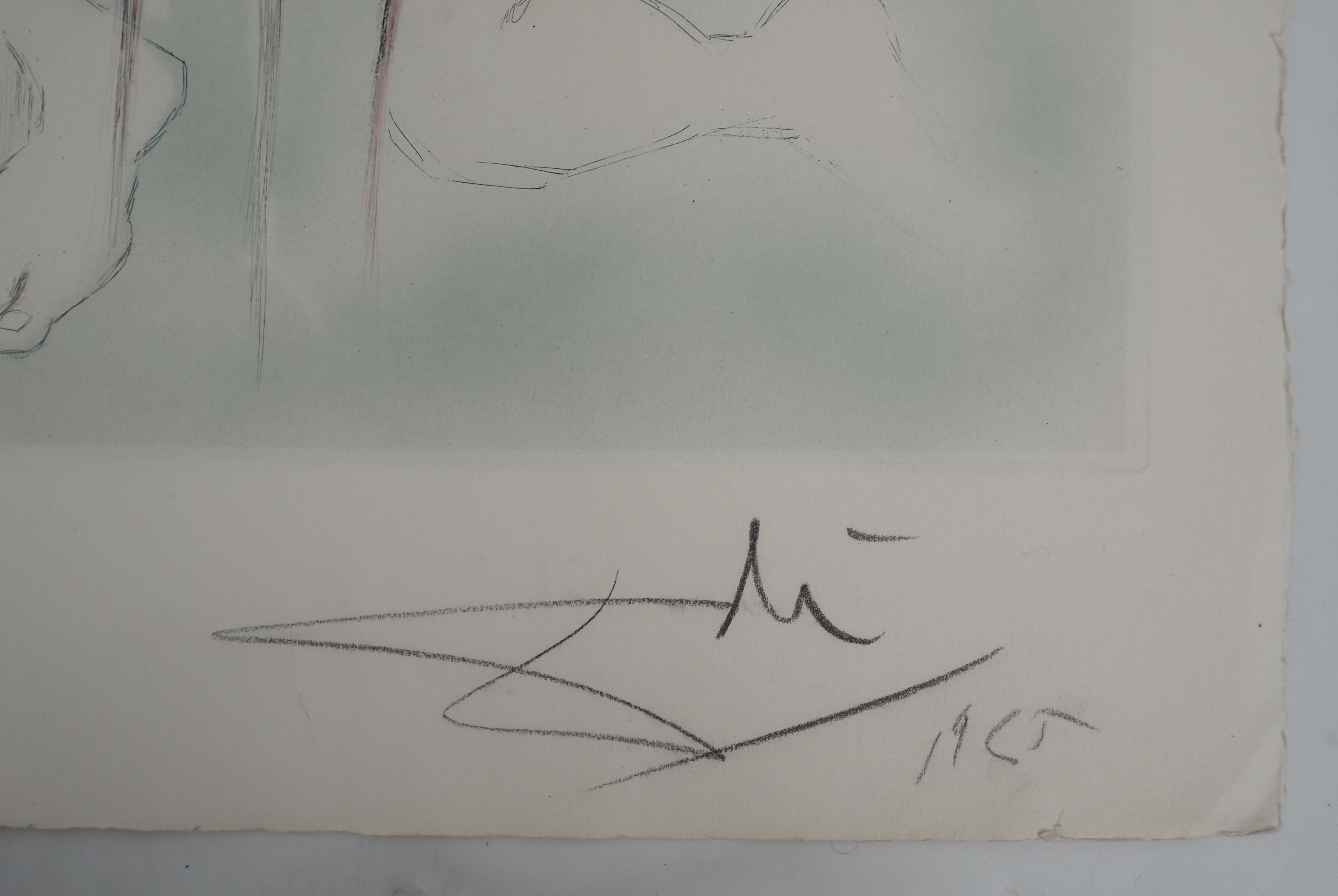 Mythologie: Saturn (Kronos) – Original handsignierte Radierung (Gegenstand #63-3 N) – Print von Salvador Dalí