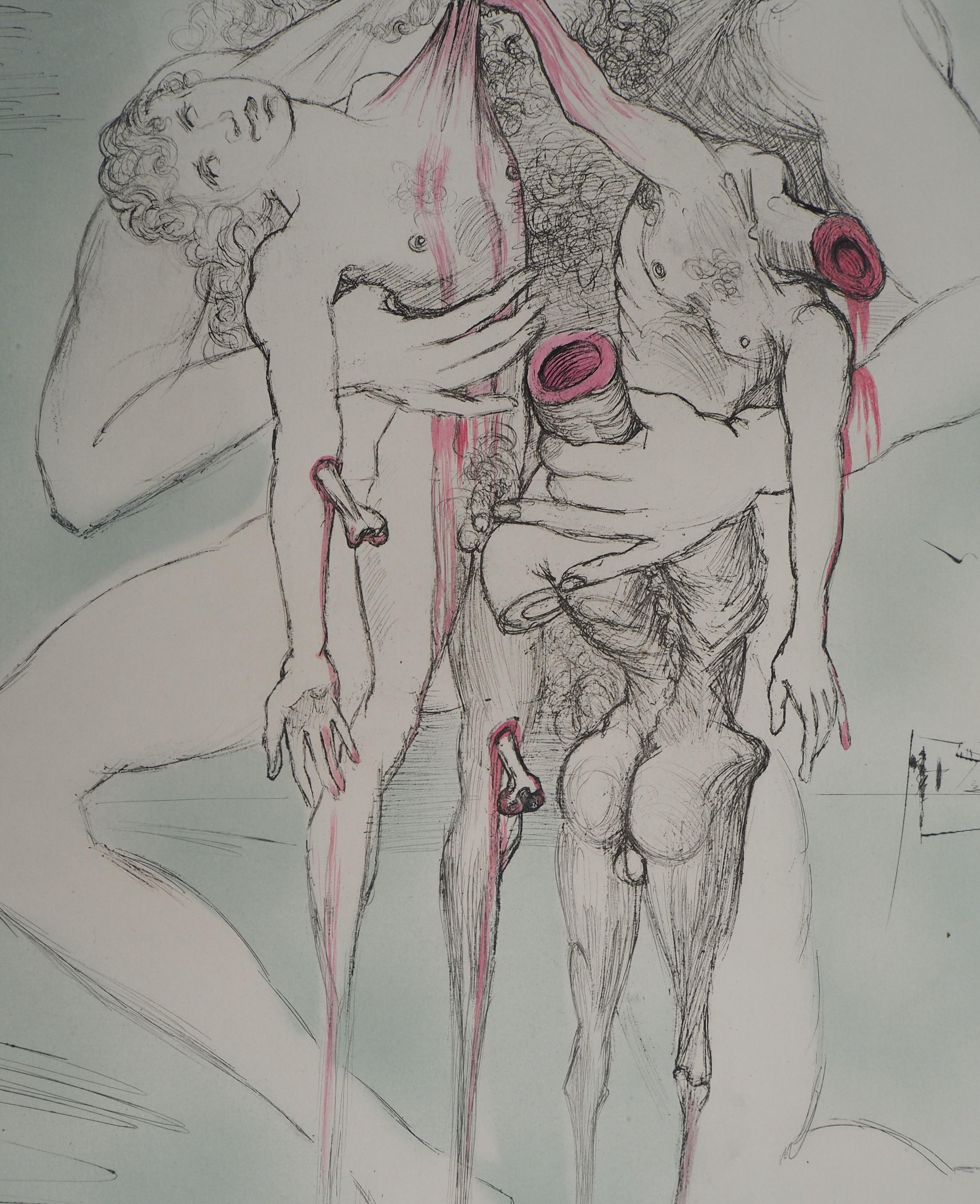 Salvador DALI
Mythologie : Saturn (Kronos), 1965

Originalradierung mit Schablonenvergrößerung
Handsigniert mit Bleistift
Gerechtfertigte E.A. (Artist Proof) 
Auf Lana Vellum 76 x 56 cm (ca. 29,9 x 22,04 inch)

REFERENZEN : 
- Katalog raisonne Feld
