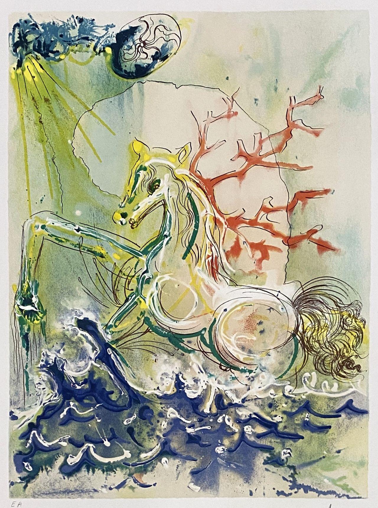 Neptune - Original Lithograph Handsigned - Print by Salvador Dalí