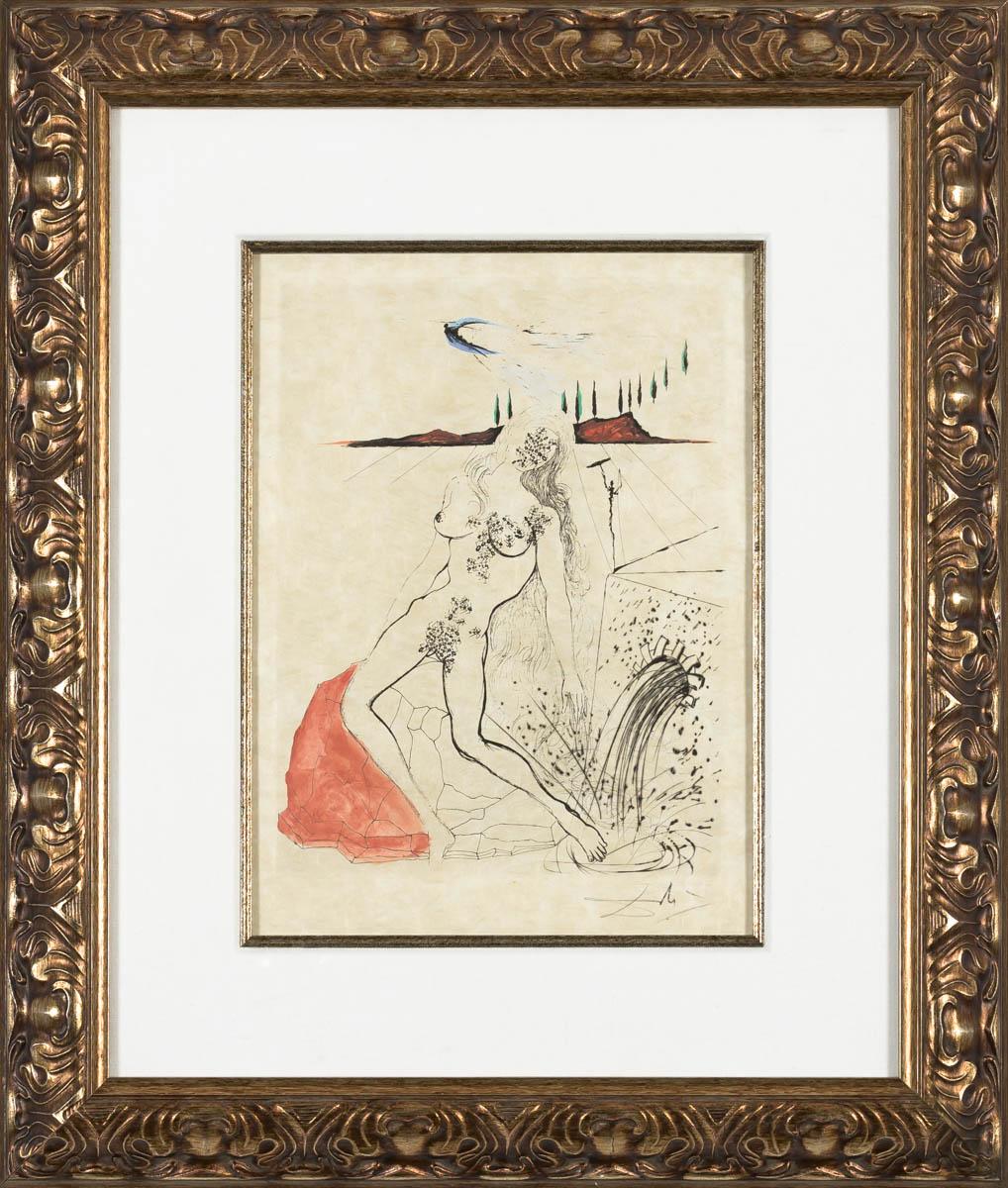 Nude at the Fountain (Poèmes Secrets d'Apollinaire), 1967 - Print by Salvador Dalí