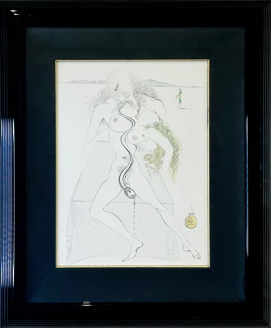 Couple nu, grand serpent - Print de Salvador Dalí