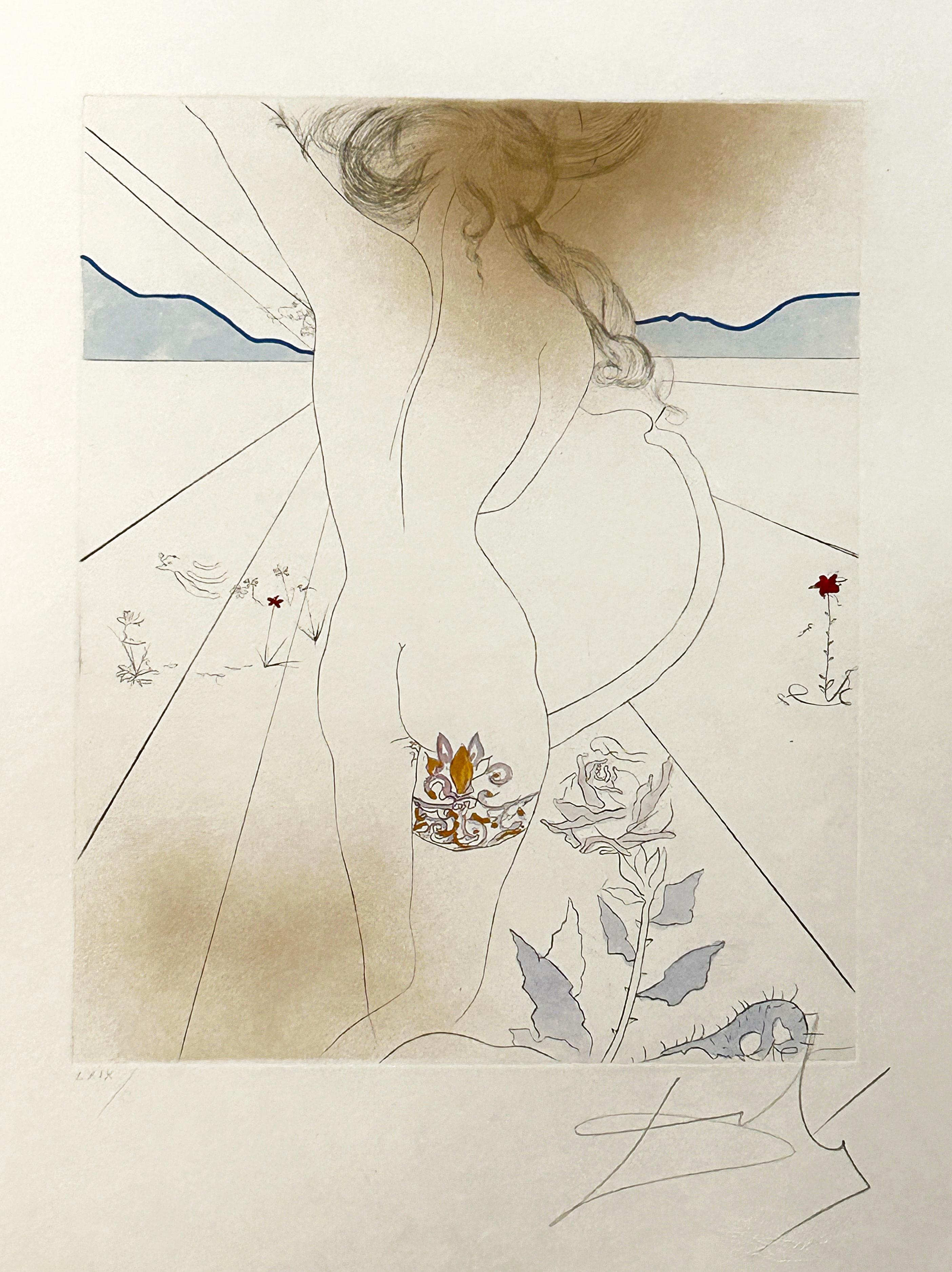Nudo con giarrettiera - Print Contemporaneo di Salvador Dalí
