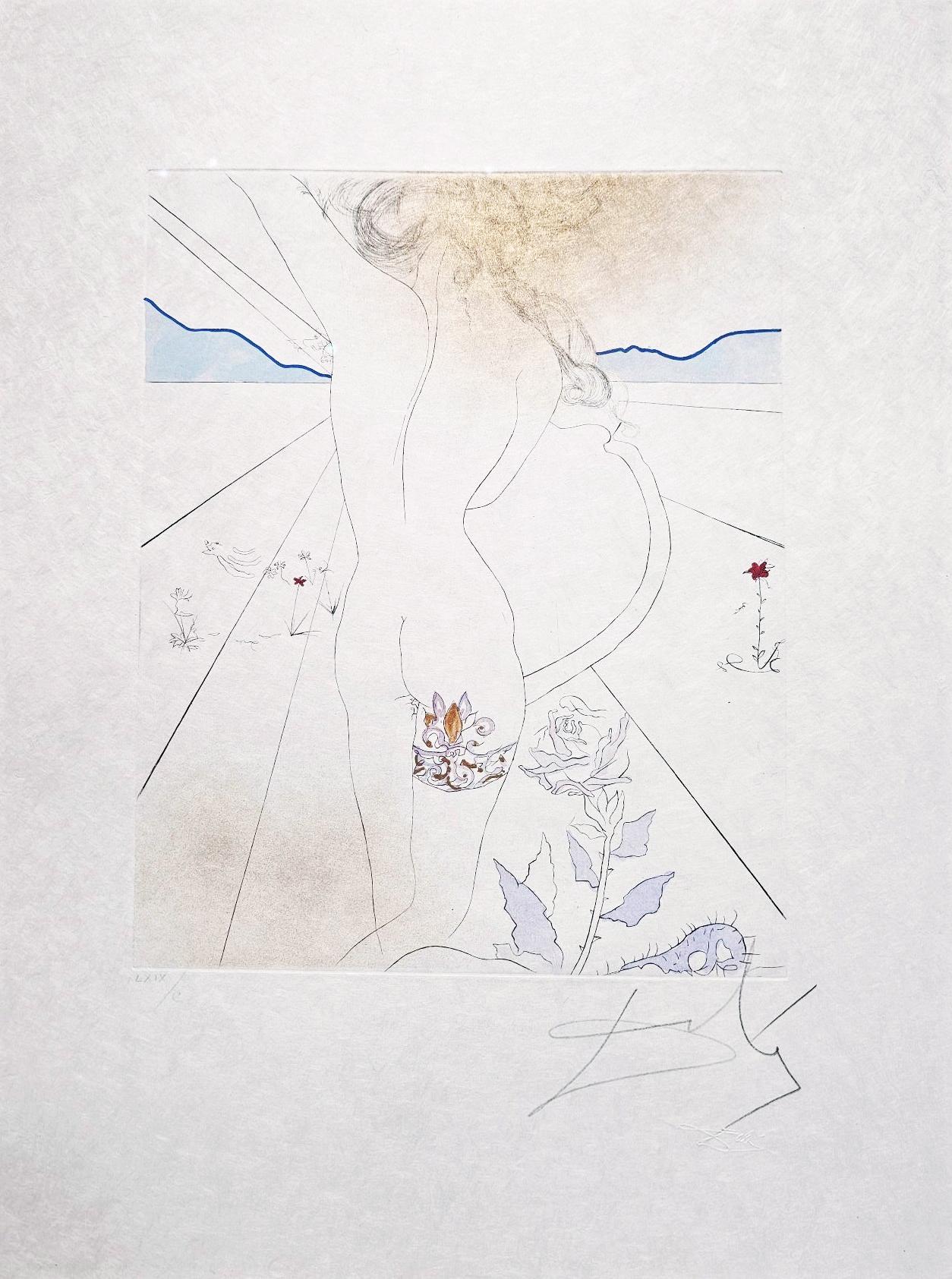 Figurative Print di Salvador Dalí - Nudo con giarrettiera