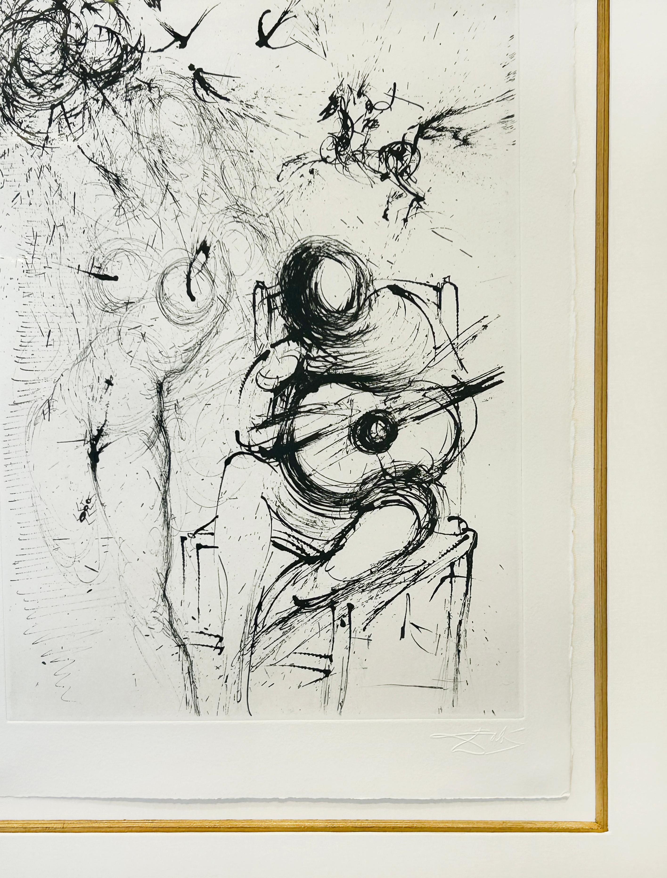 Artist:  Dali, Salvador
Title:  Nude with Guitar
Series:  Secret Poems of Appolinaire
Date:  1967
Medium:  Drypoint etching
Unframed Dimensions:  15