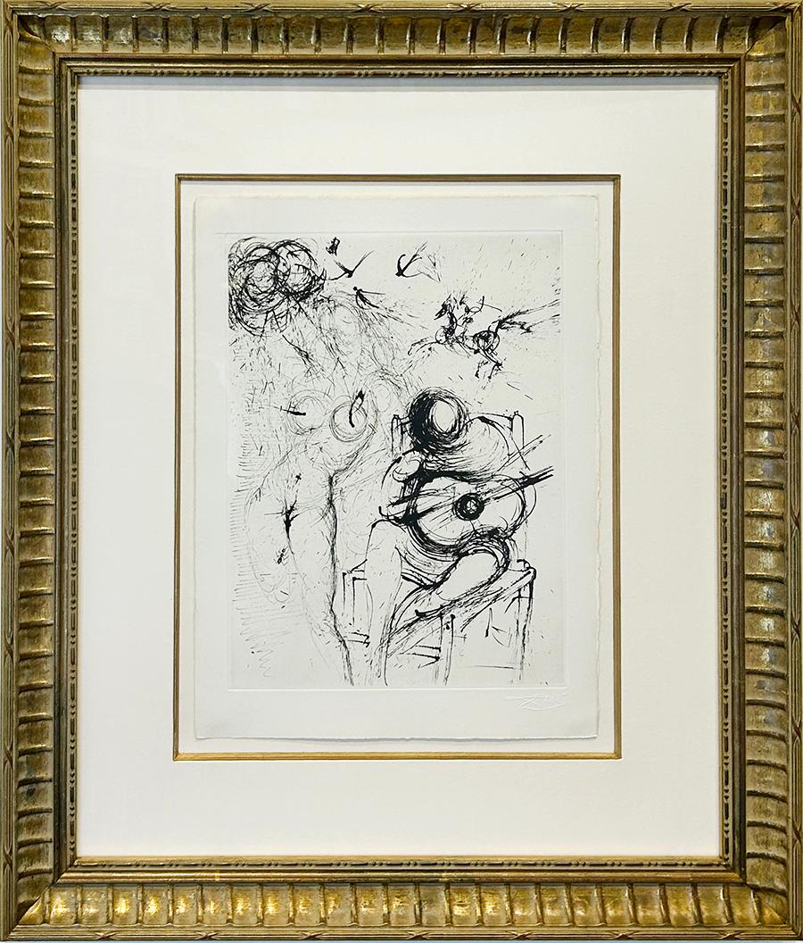 Salvador Dalí Figurative Print - Nude with Guitar