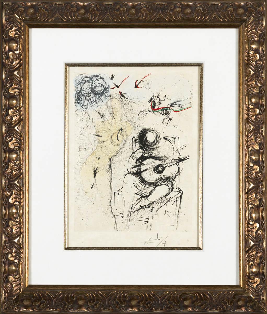 Nude with Guitar (Poèmes Secrets d'Apollinaire), 1967 - Print by Salvador Dalí