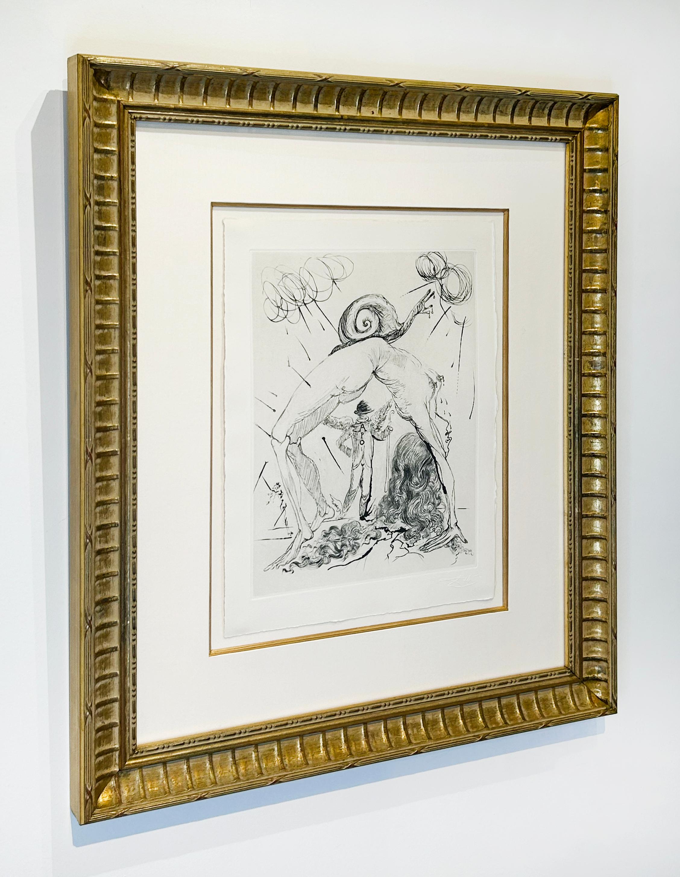 Desnudo con caracol - Figurative Print Beige de Salvador Dalí
