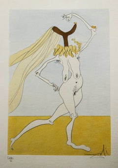 Vintage Nude with Veils ( Nu aux Voilettes) Salvador Dali Original Engraving 1975