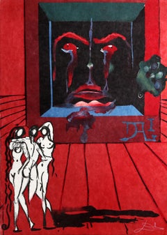 Obsesión del corazón (El mundo), litografía surrealista de Salvador Dalí