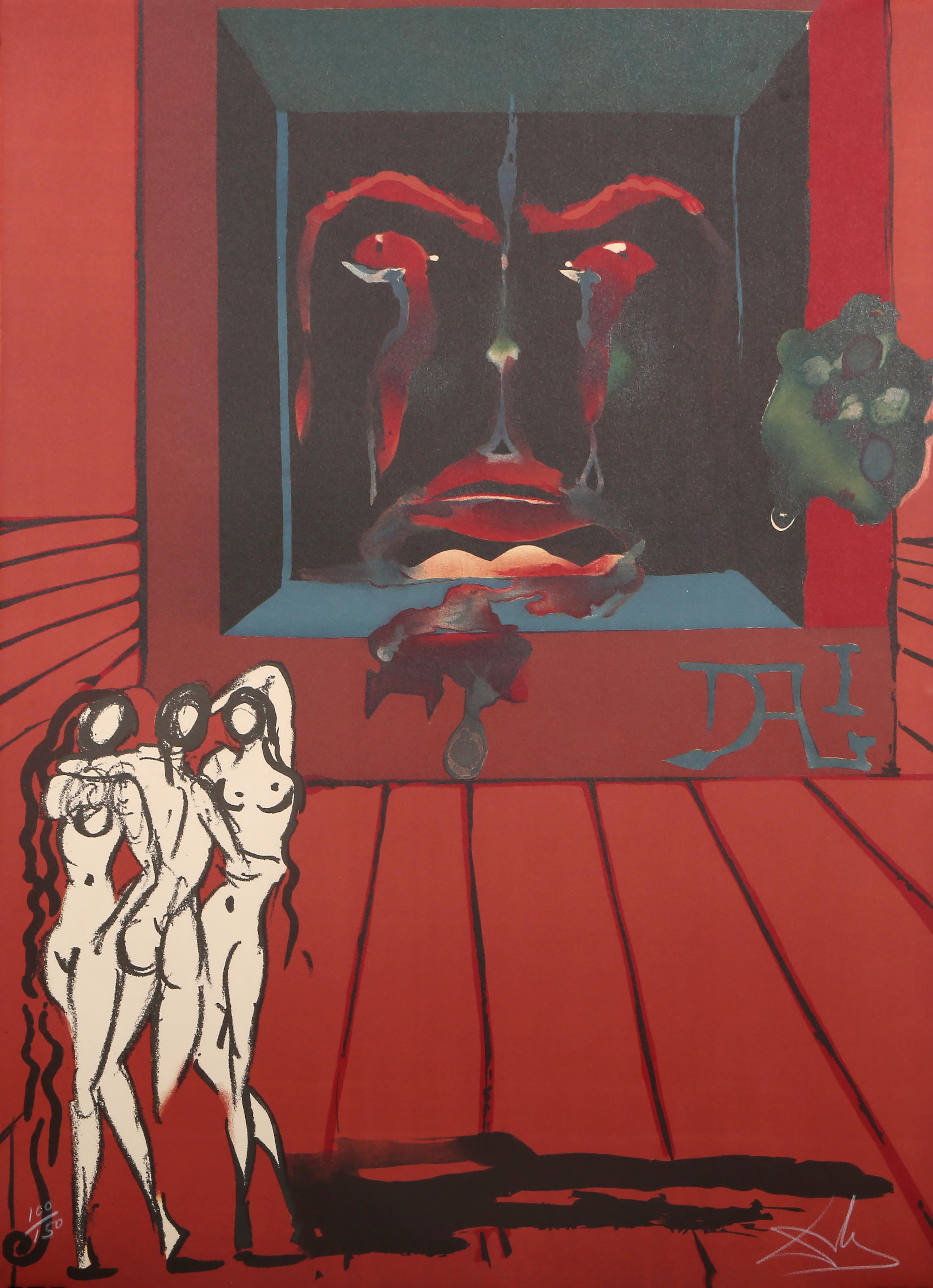Besessenheit des Herzens (Die Welt), Surrealistische Lithographie von Salvador Dalí
