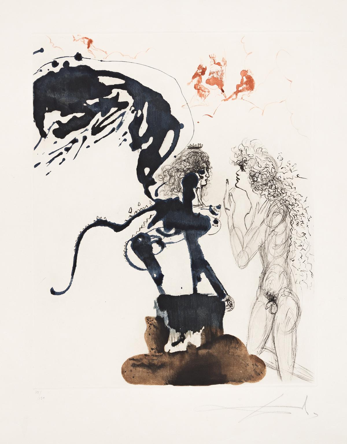 Salvador Dalí Figurative Print - Oedipe et le Sphinx