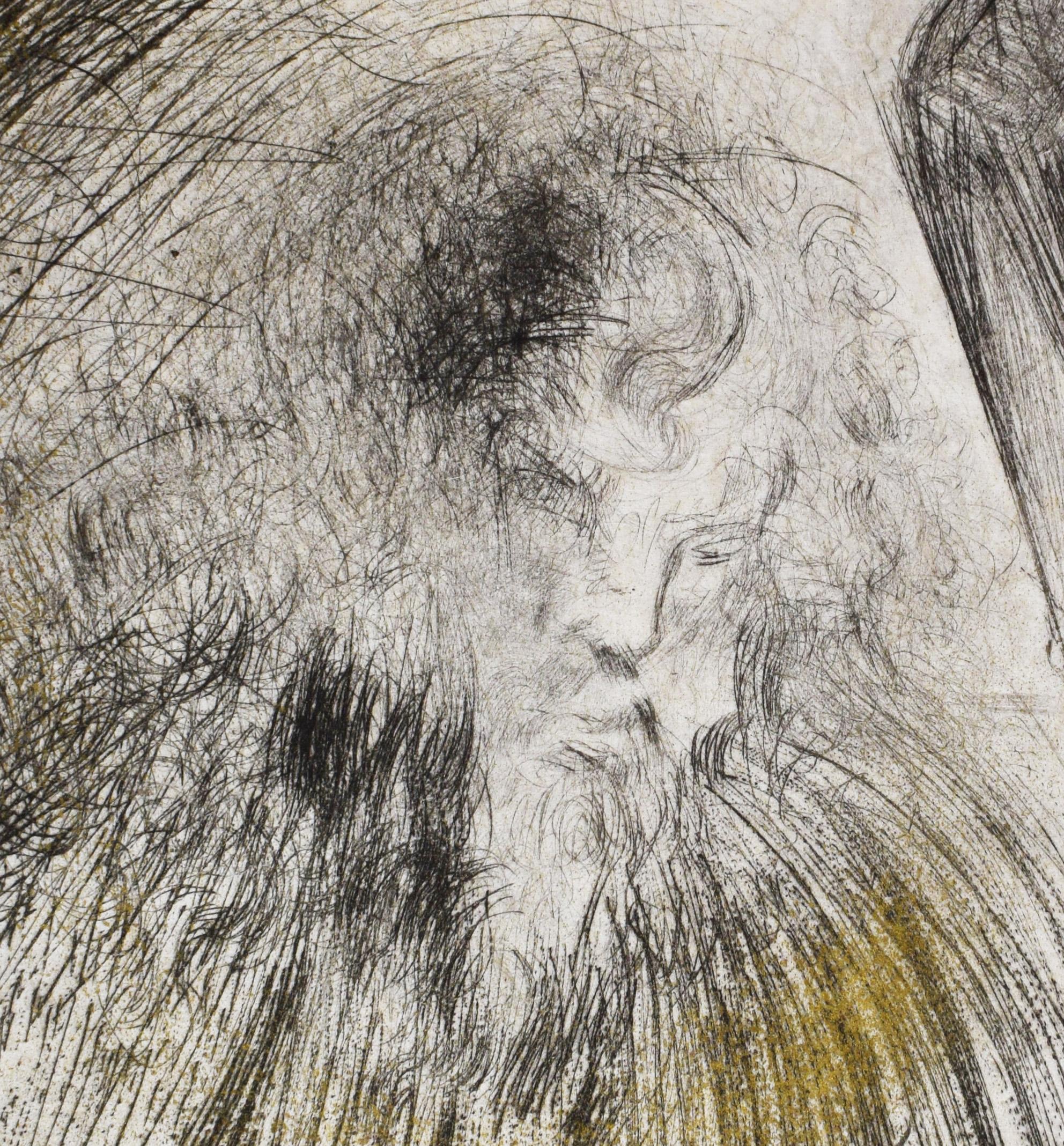 Old Faust, from: Faust (Walpurgis Night) - Spanish Surrealism - Gray Portrait Print by Salvador Dalí