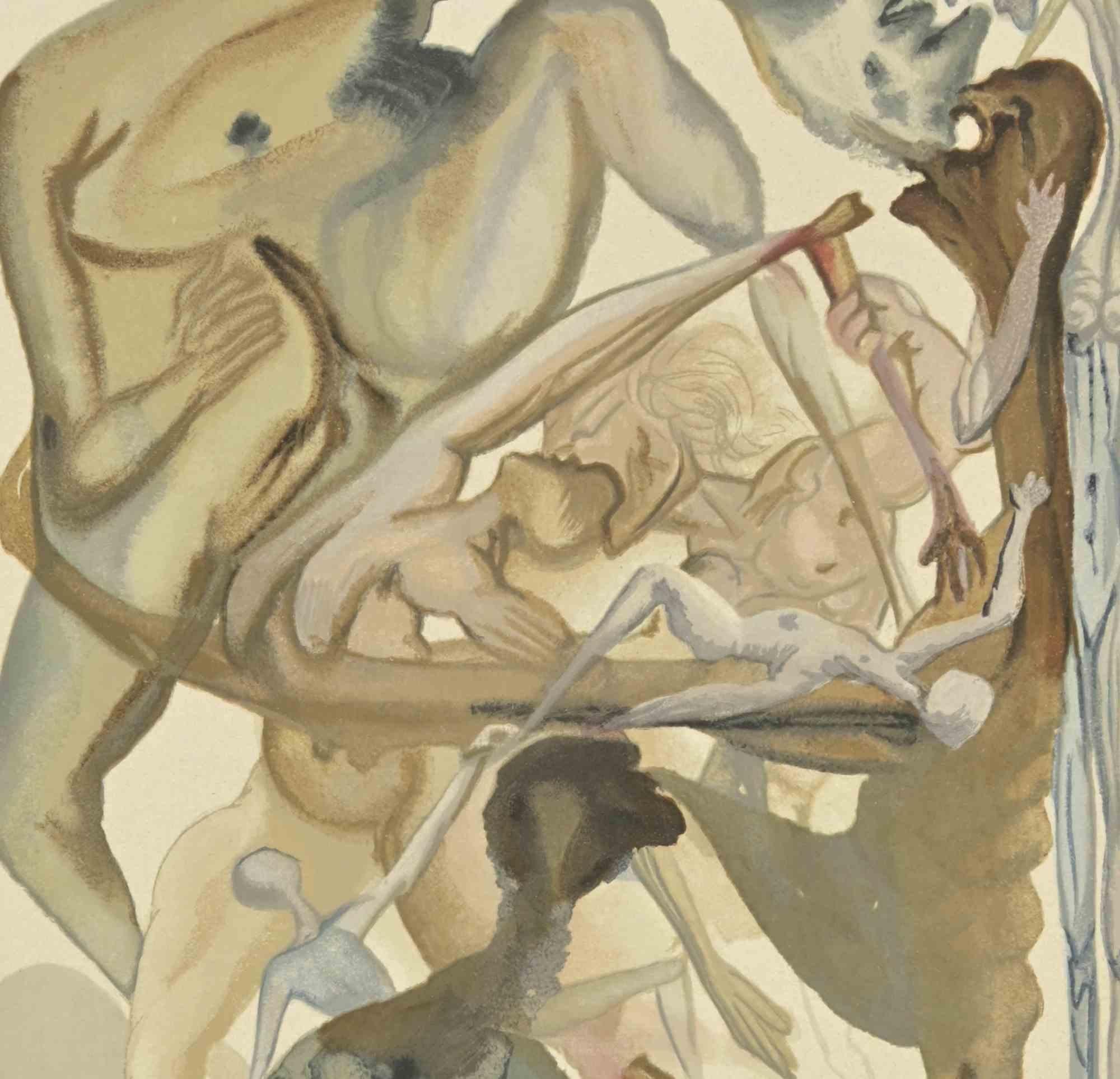 On the Edge of the Seventh Circle - Woodcut - 1963 - Surrealist Print by Salvador Dalí