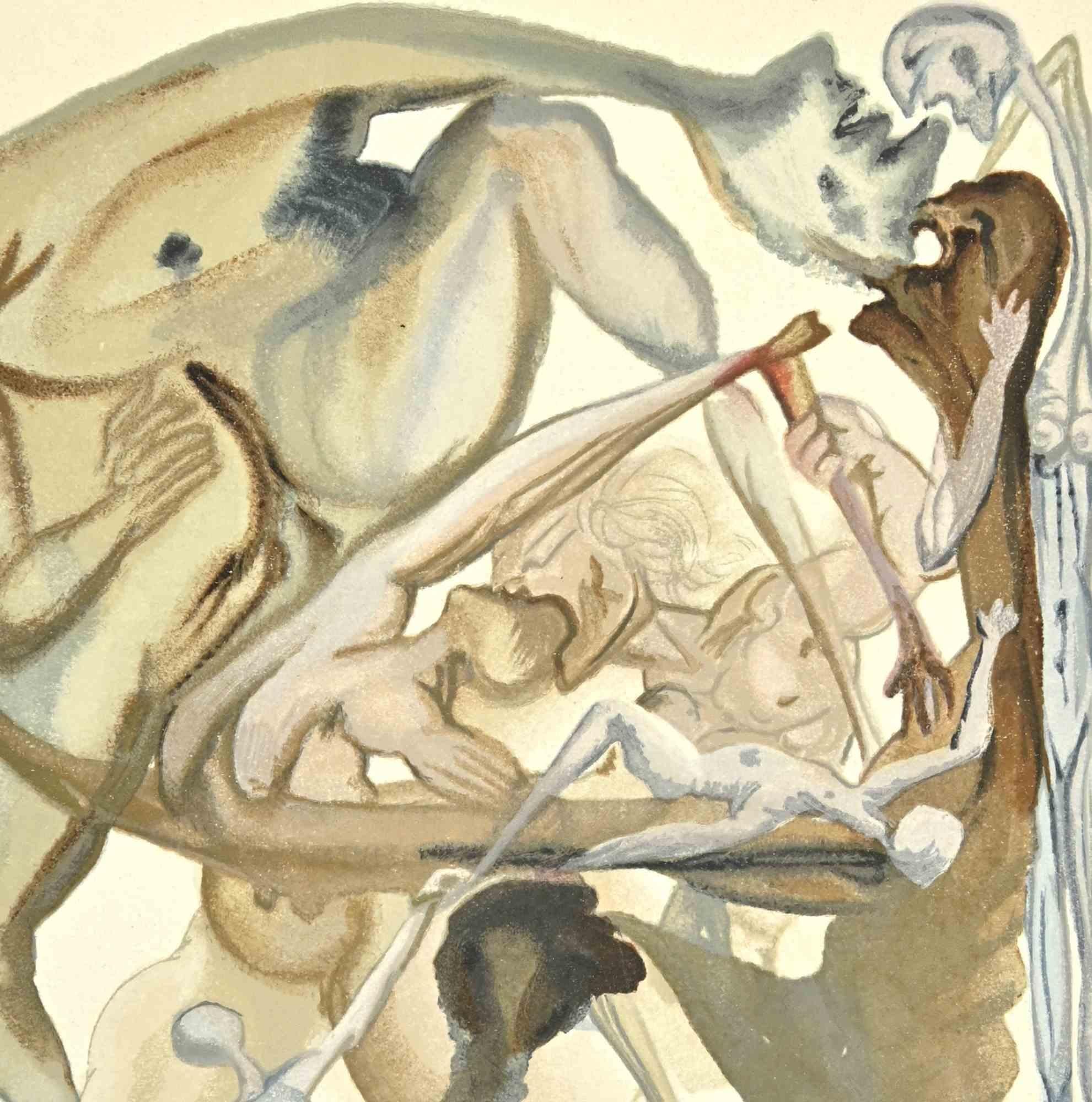 On The Edge of the Seventh Circle - Holzschnitt - 1963 – Print von Salvador Dalí