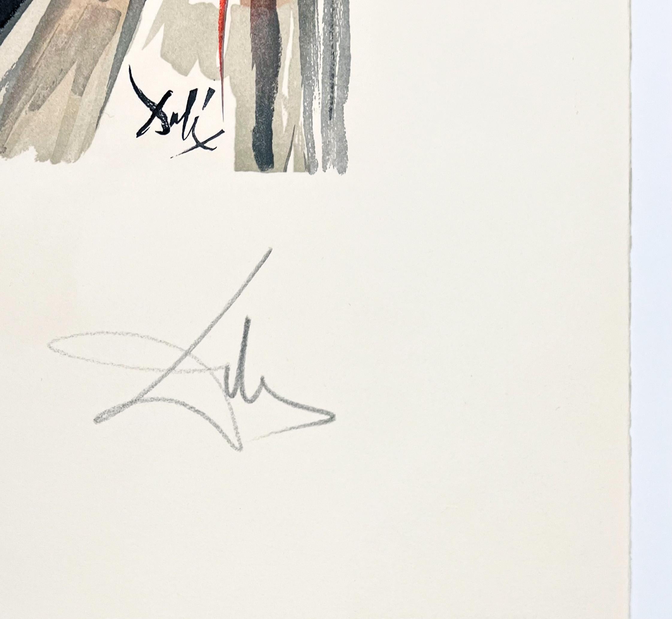 Künstler: Salvador Dali
Titel: On voit cette reine...
Mappe: L'Art d'aimer
Medium: Holzschnitt auf Arches
Datum: 1978
Auflage: 79/144
Rahmengröße: 25 1/4