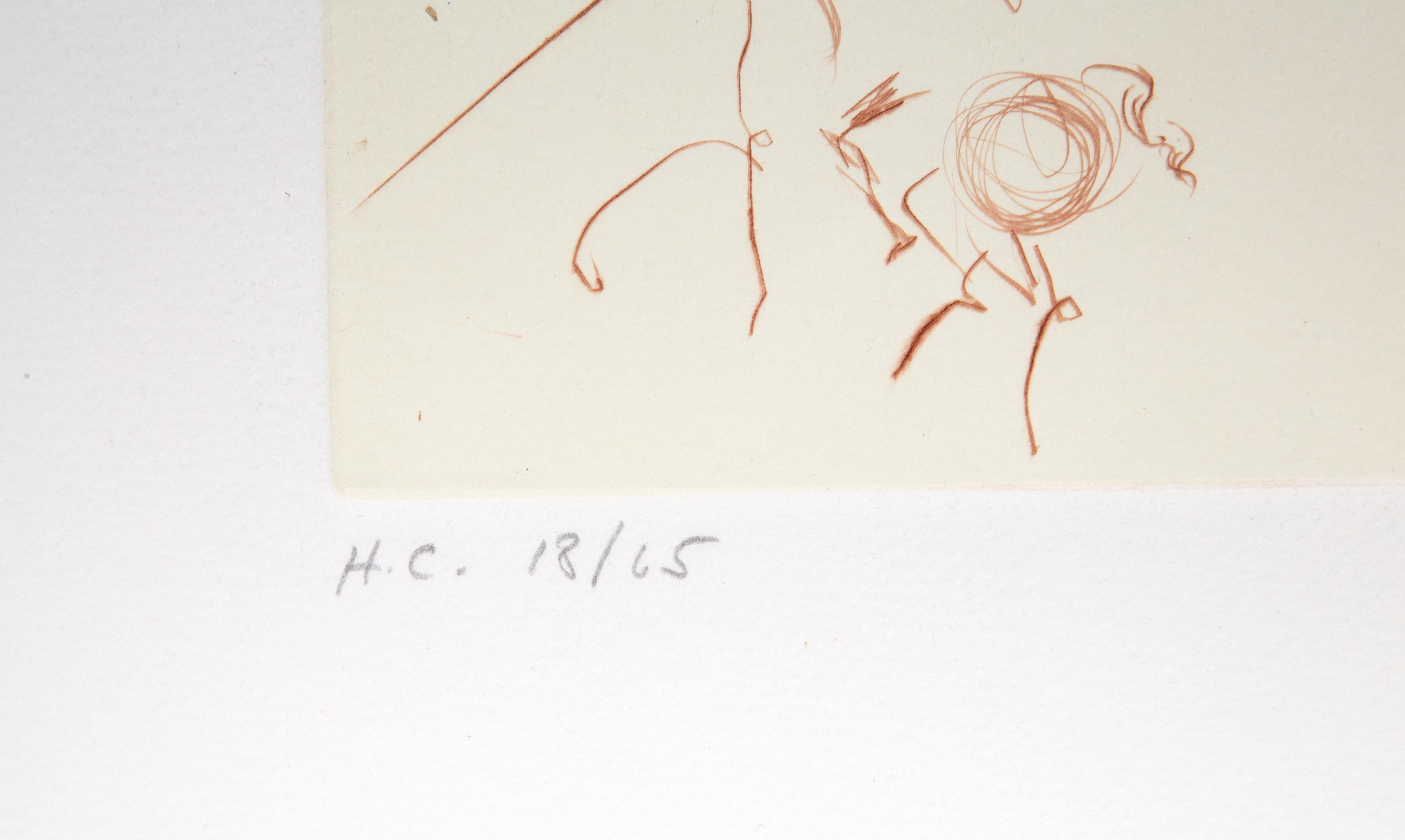Die Identität des Menschen aus den Zyklen des Lebens, Lithographie und Radierung von Salvador Dali (Weiß), Landscape Print, von Salvador Dalí