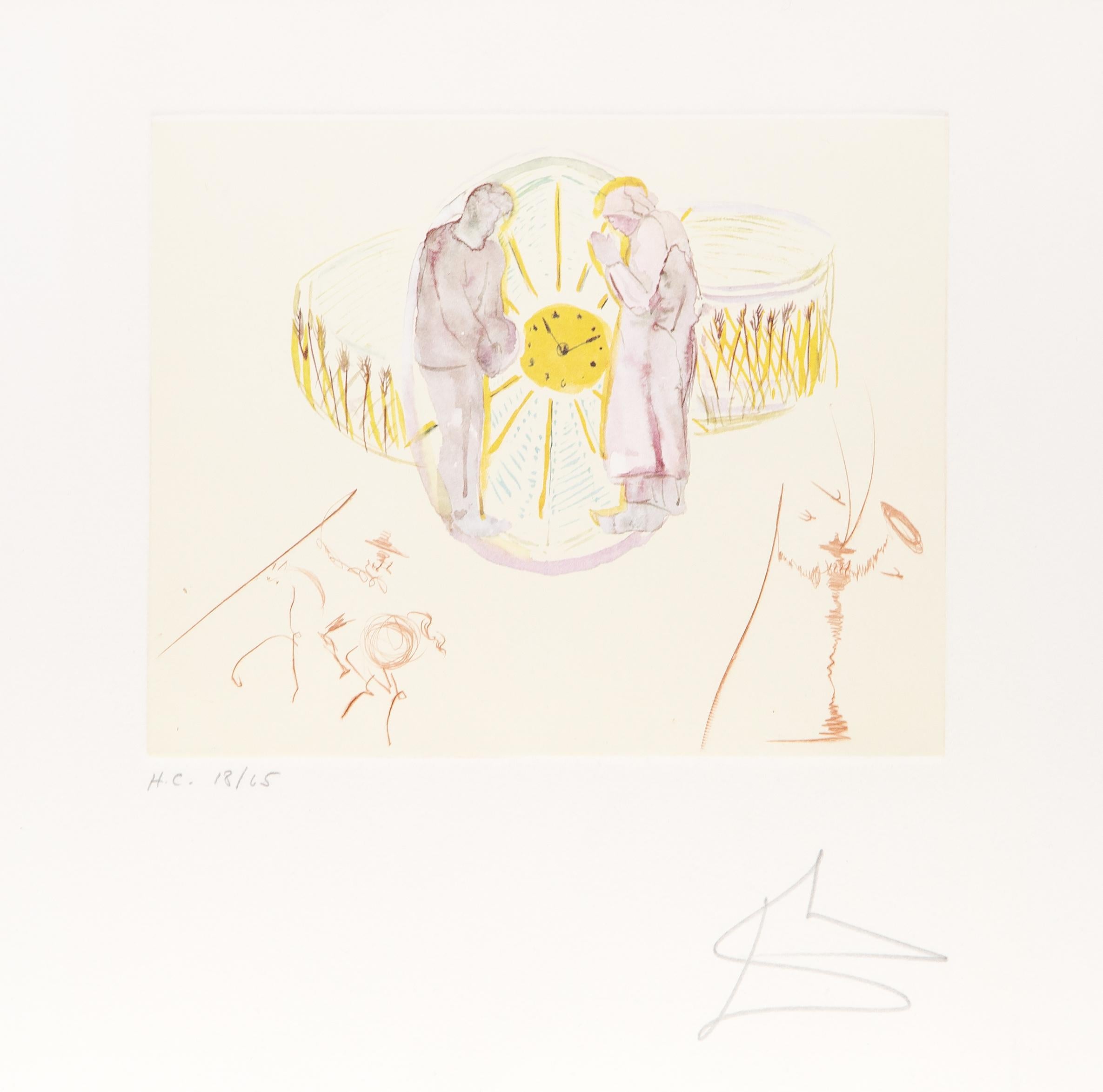 Salvador Dalí Landscape Print - One’s Identity from the Cycles of Life, Lithograph and Etching by Salvador Dali