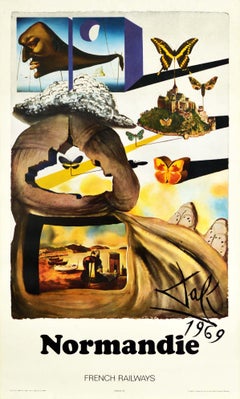 Original Vintage Poster Normandy By Dali For SNCF Normandie French Railways Art