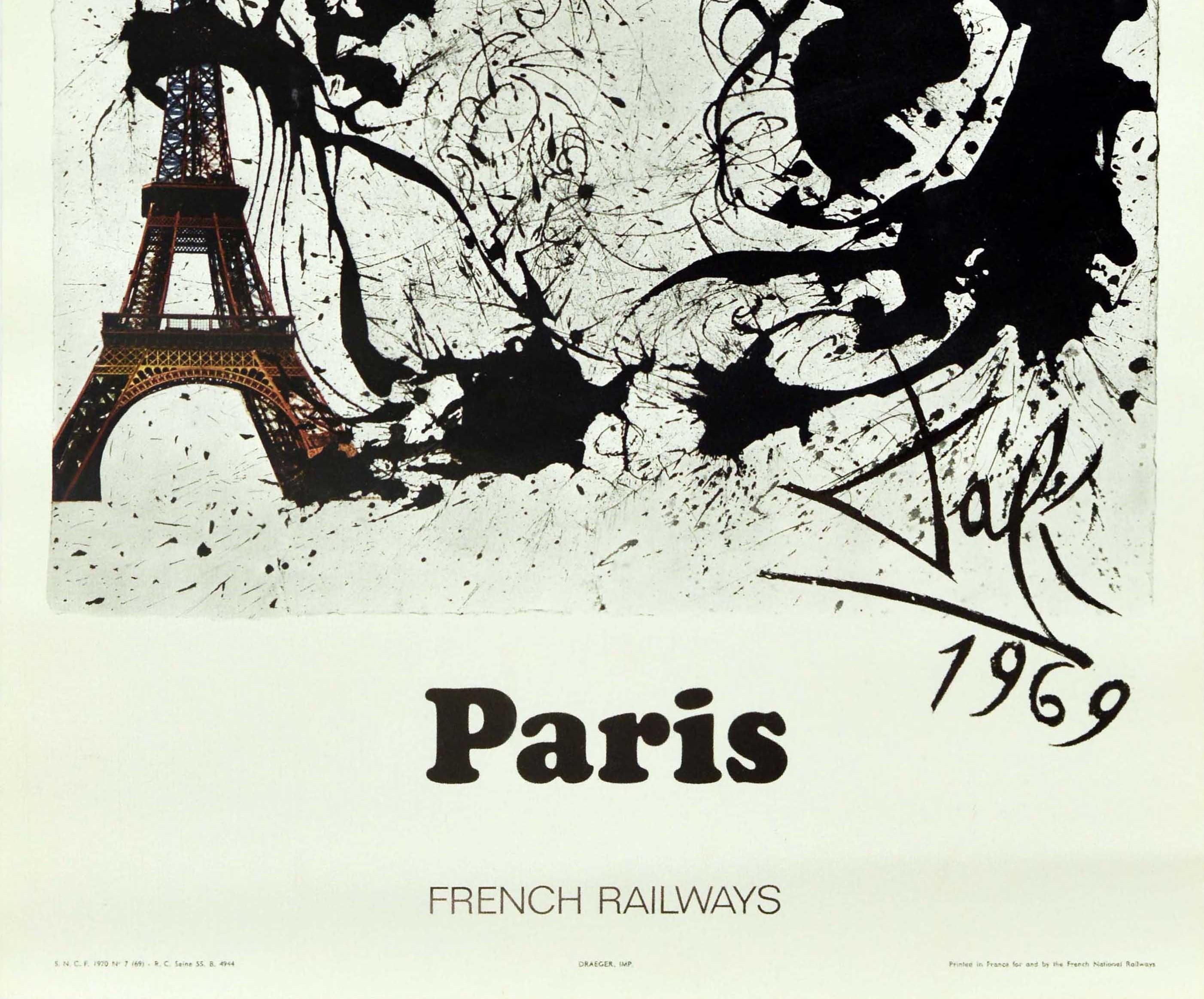 Original Vintage Railway Poster Paris By Dali For SNCF Tour Eiffel Abstract Art  - Surrealist Print by Salvador Dalí